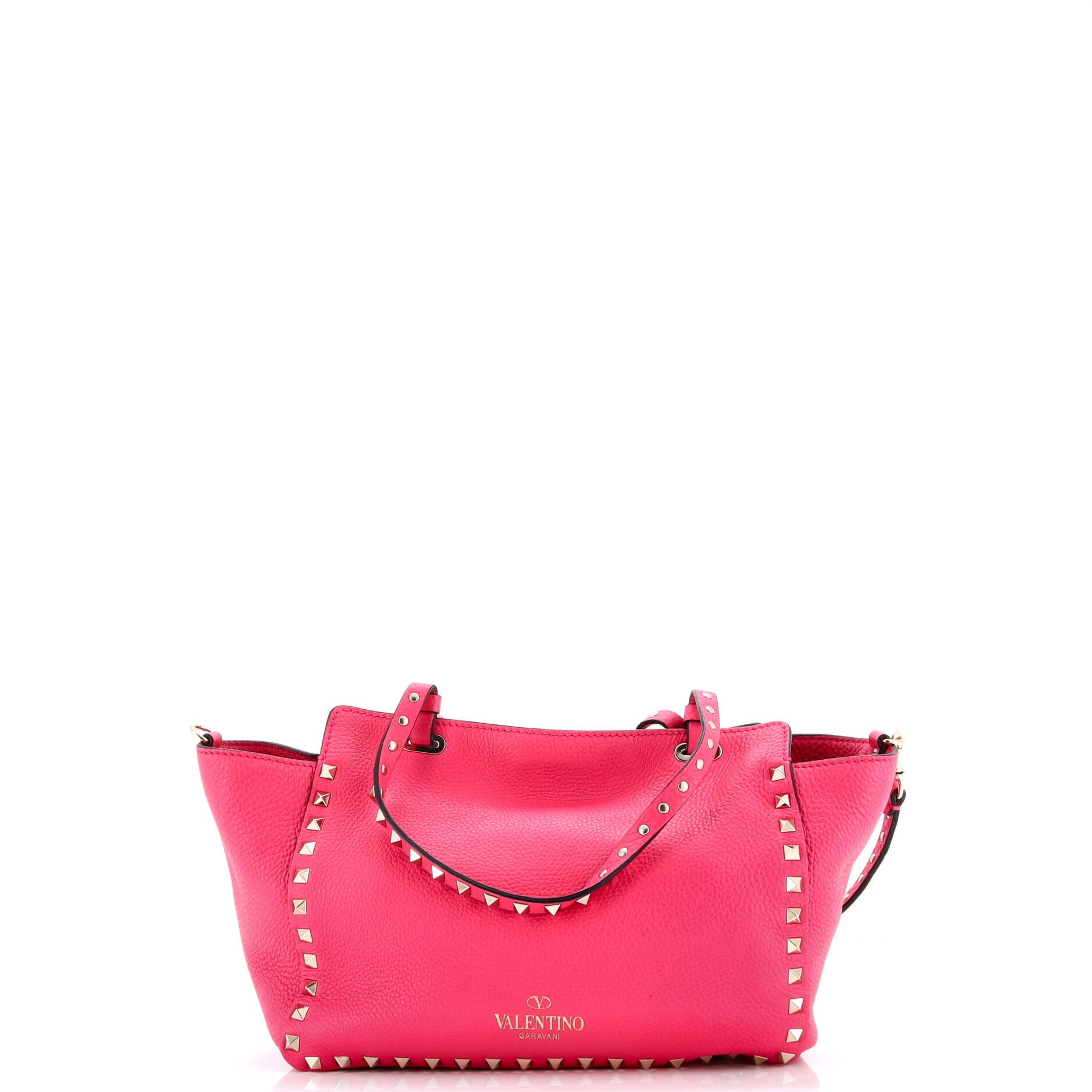 Pre-Loved Valentino Rockstud Tote Pebbled Leather Small - Image 3