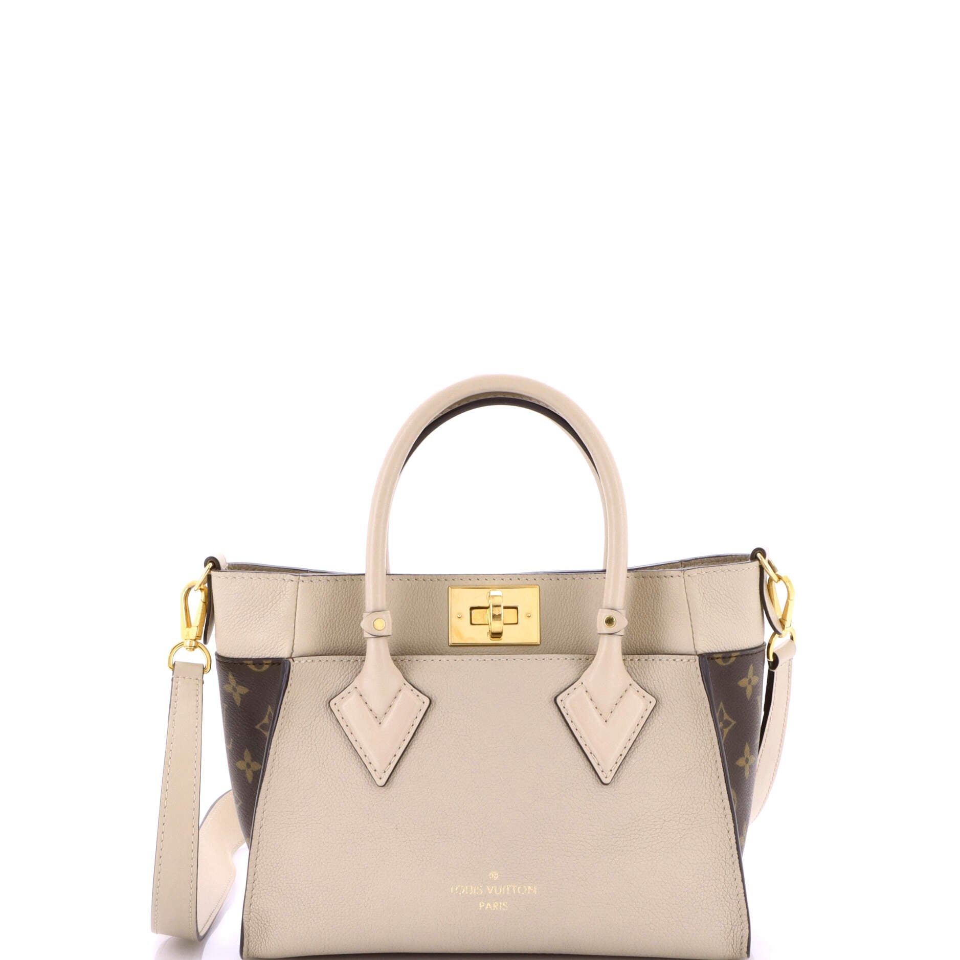 Pre-Loved Louis Vuitton On My Side Tote Leather with Monogram Canvas PM