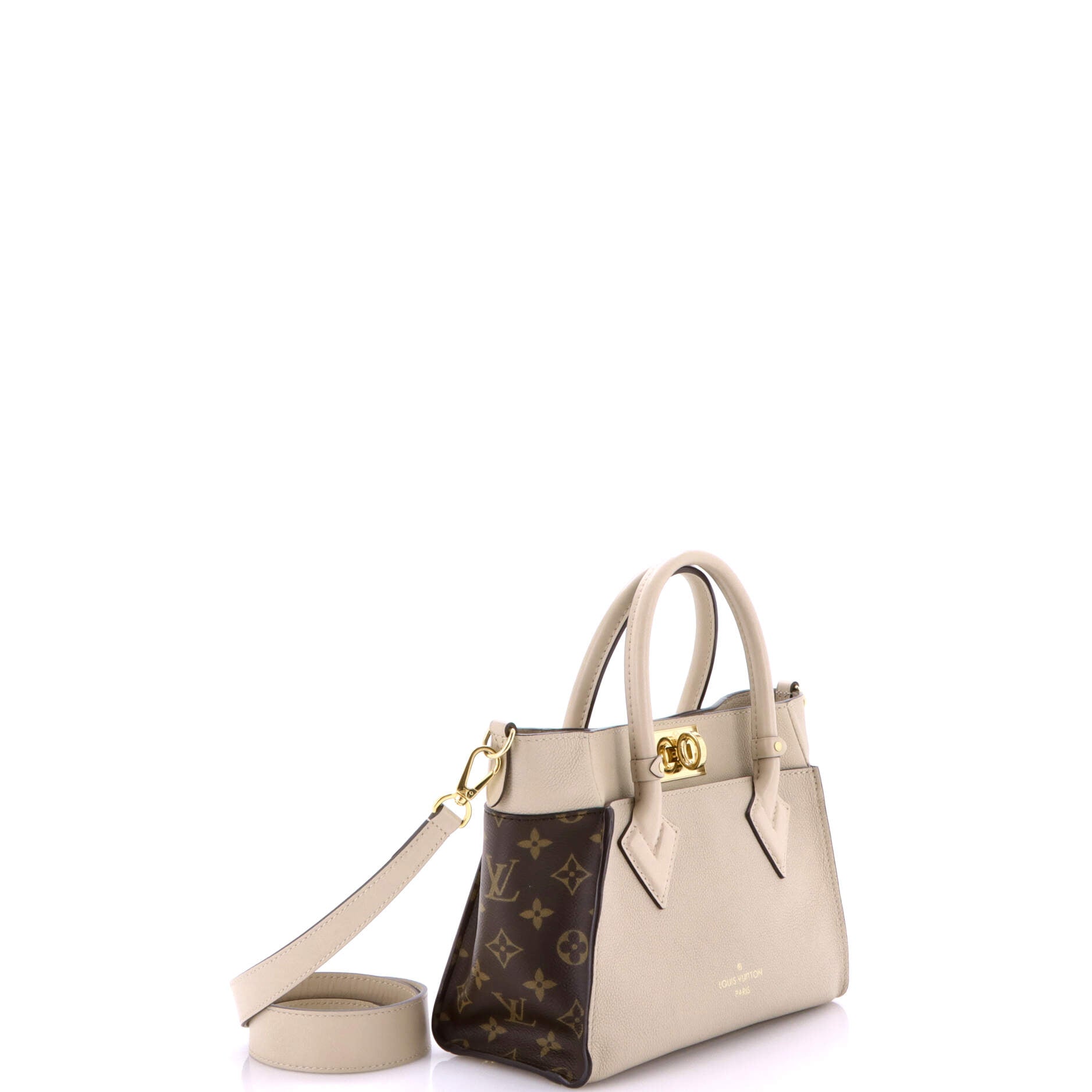 Pre-Loved Louis Vuitton On My Side Tote Leather with Monogram Canvas PM - Image 2