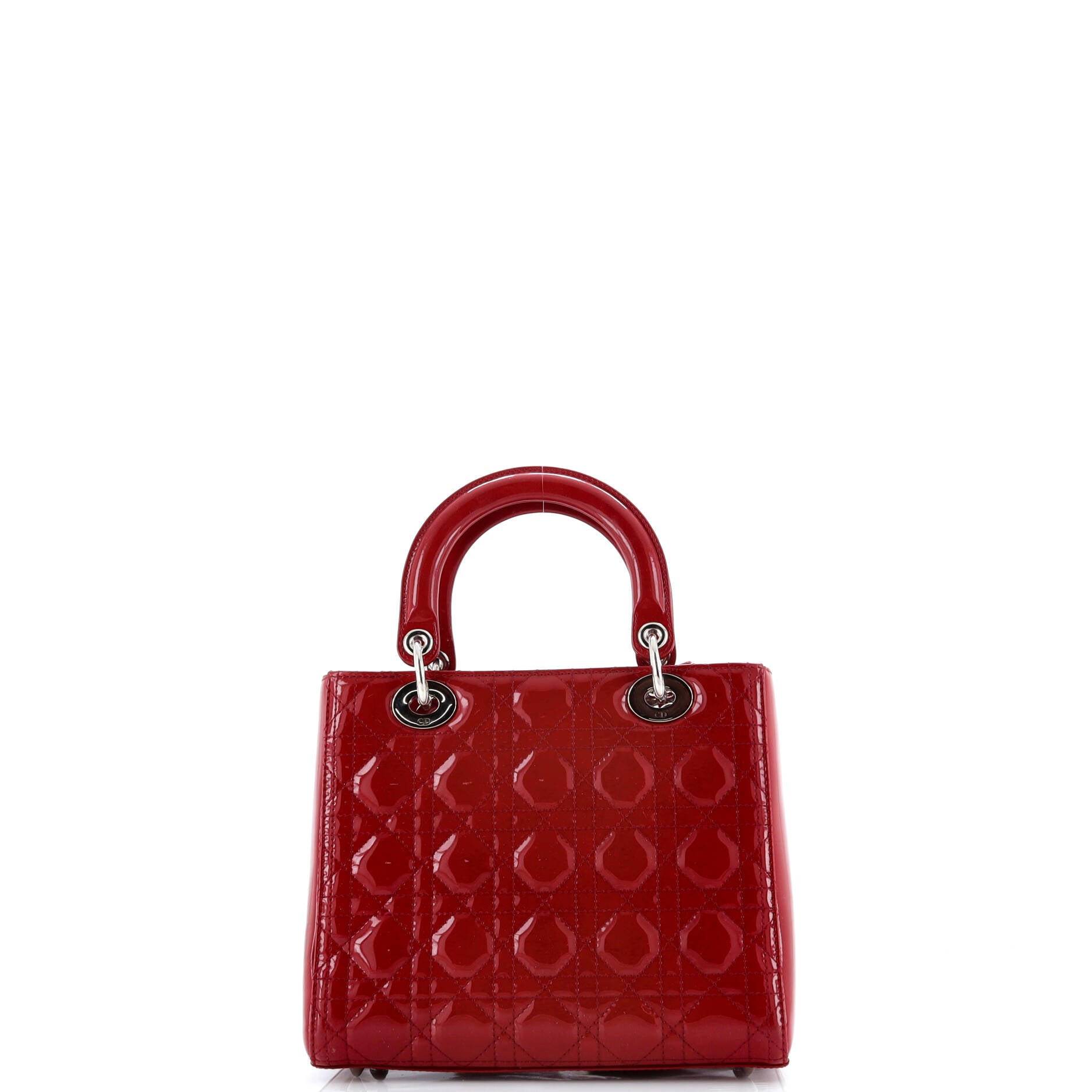 Pre-Loved Christian Dior Lady Dior Bag Cannage Quilt Patent Medium - Image 3