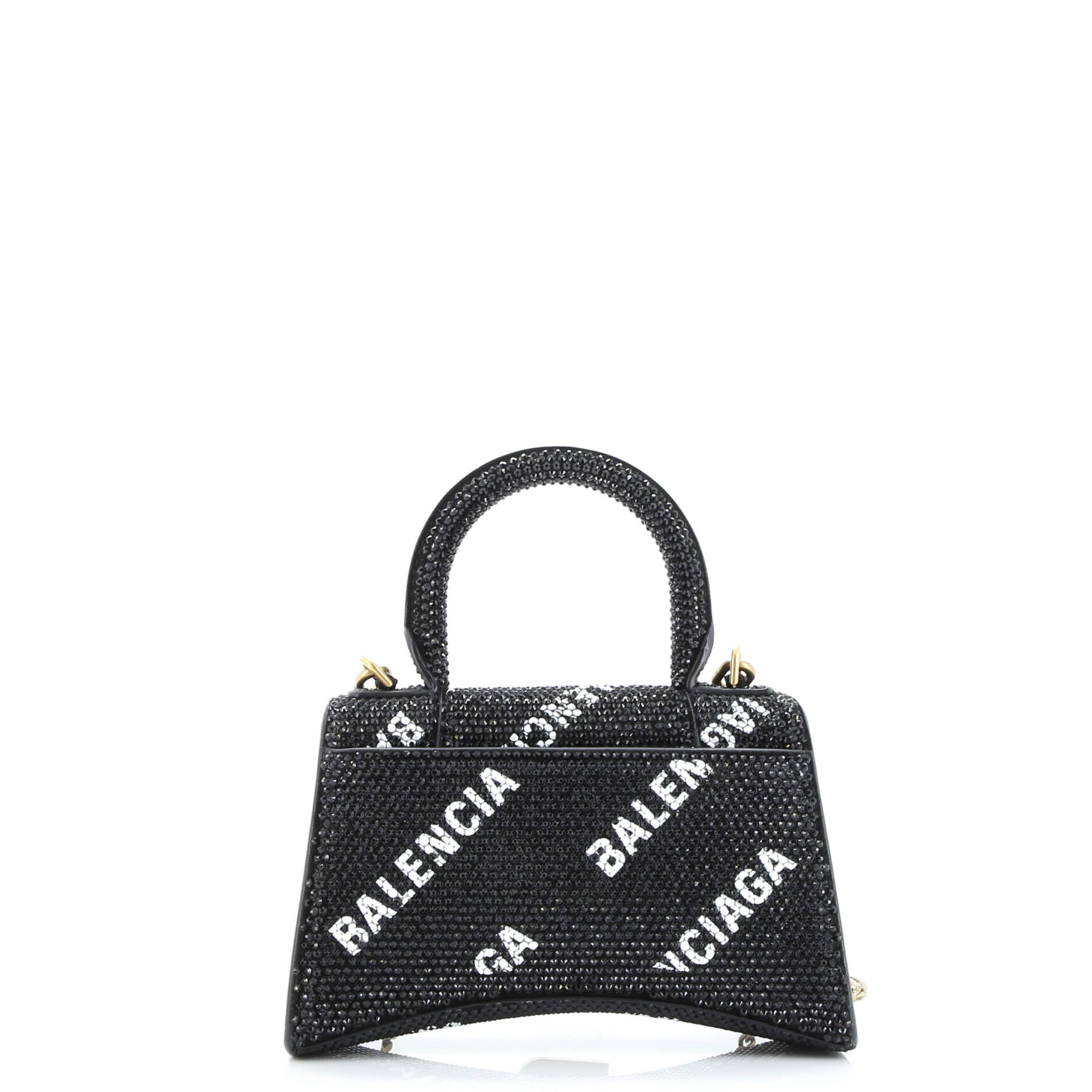Pre-Loved Balenciaga Hourglass Top Handle Bag Suede and Allover Logo Crystals XS - Image 3