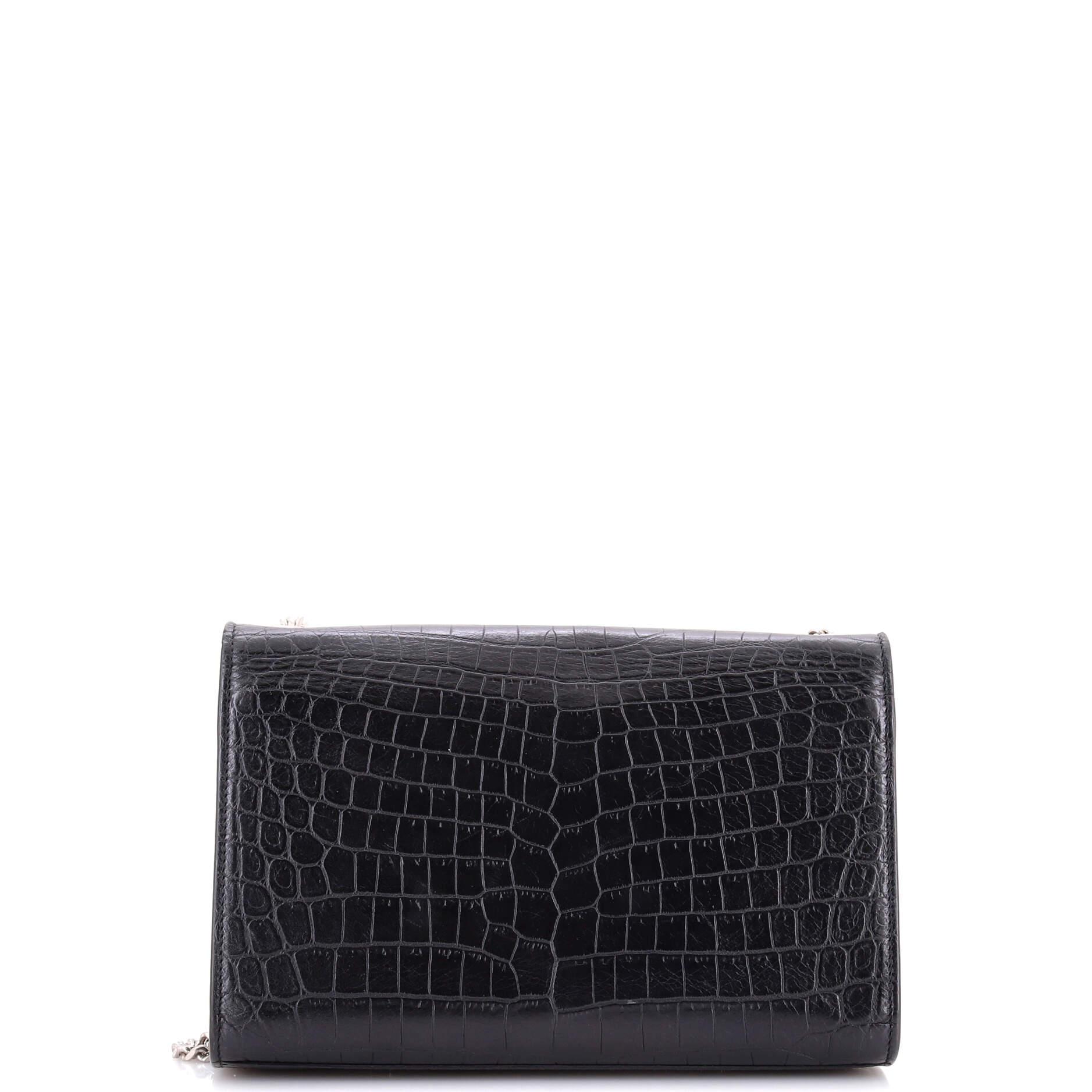 Pre-Loved Saint Laurent Classic Monogram Tassel Crossbody Bag Crocodile Embossed Leather Medium - Image 3