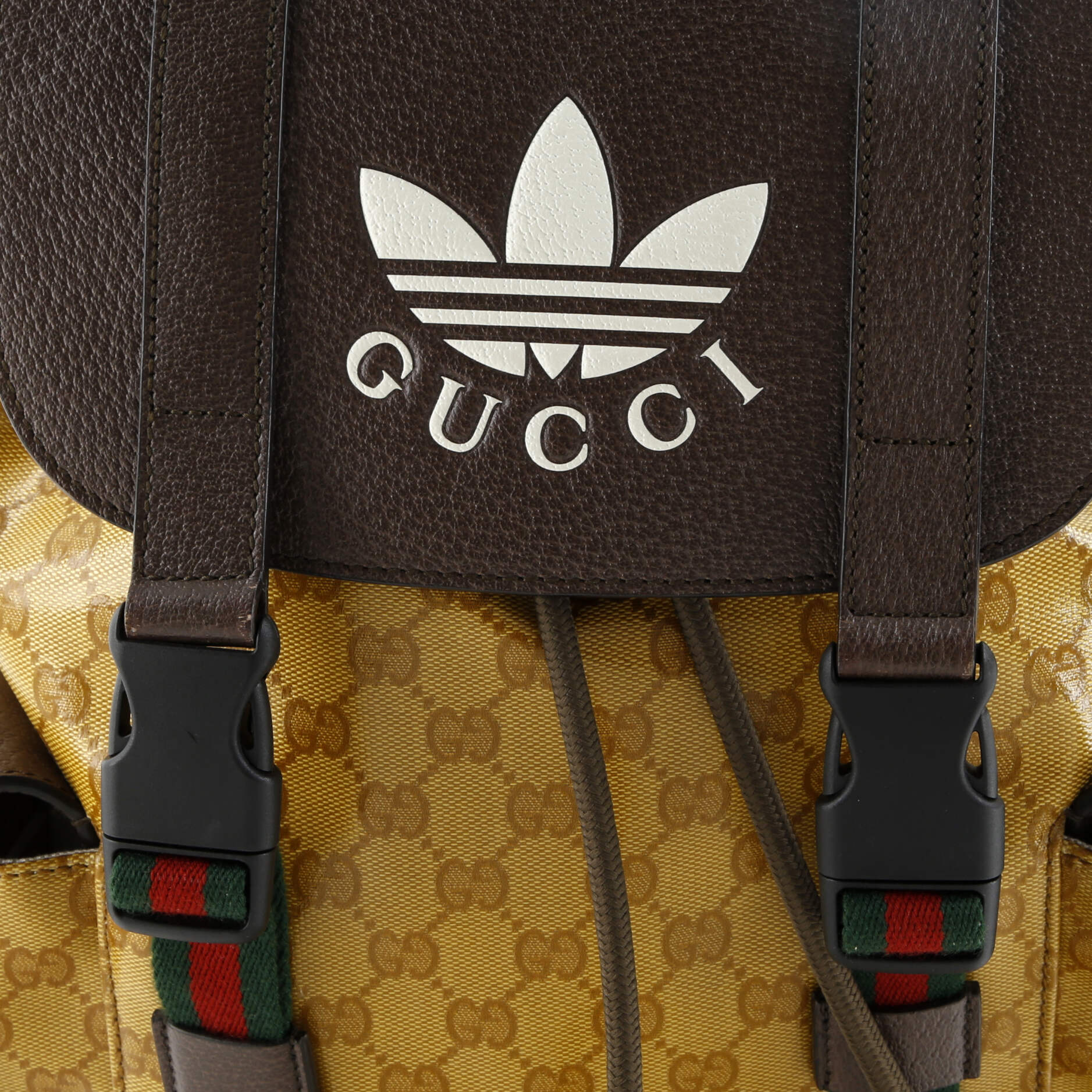 Pre-Loved Gucci x adidas Double Pocket Buckle Backpack GG Coated Canvas Medium - Image 6