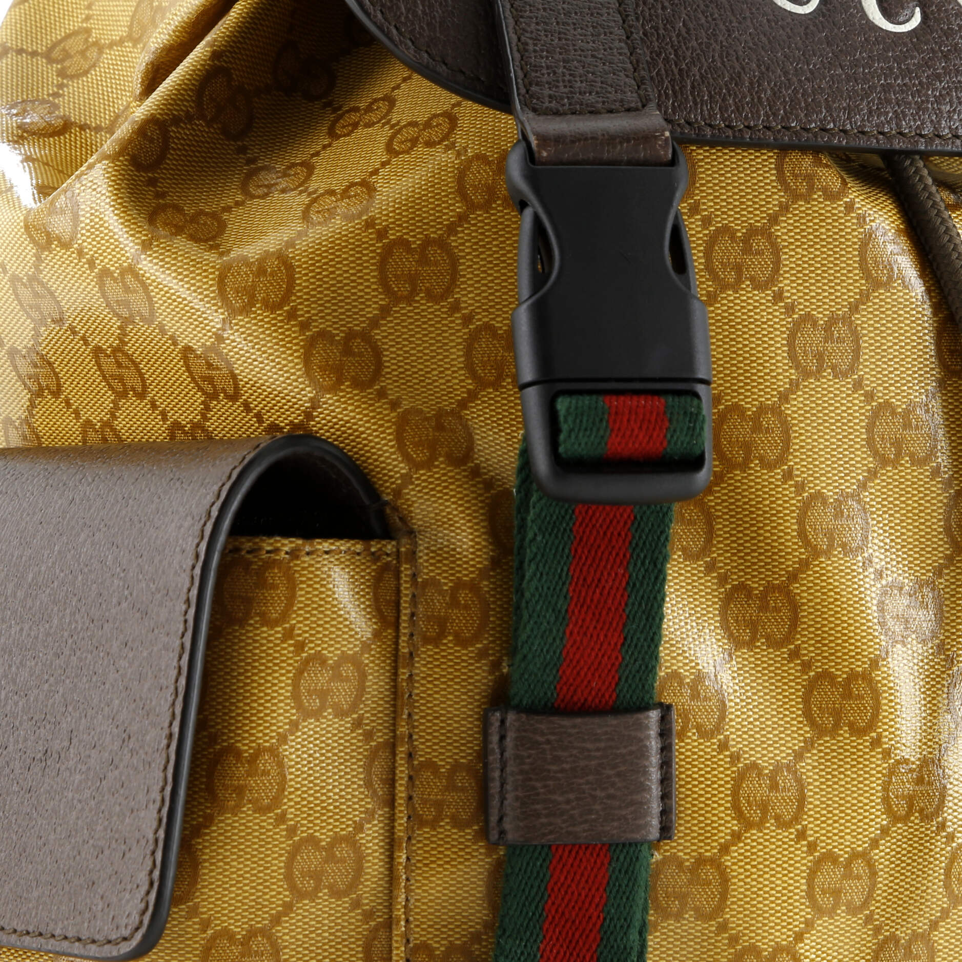 Pre-Loved Gucci x adidas Double Pocket Buckle Backpack GG Coated Canvas Medium - Image 7