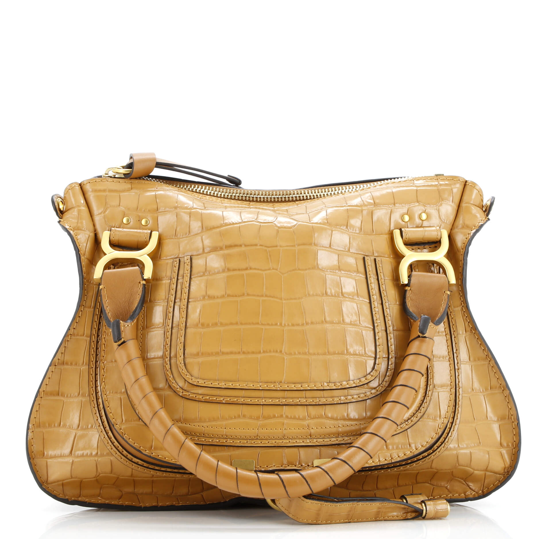 Pre-Loved Chloe Marcie Satchel Crocodile Embossed Leather Medium