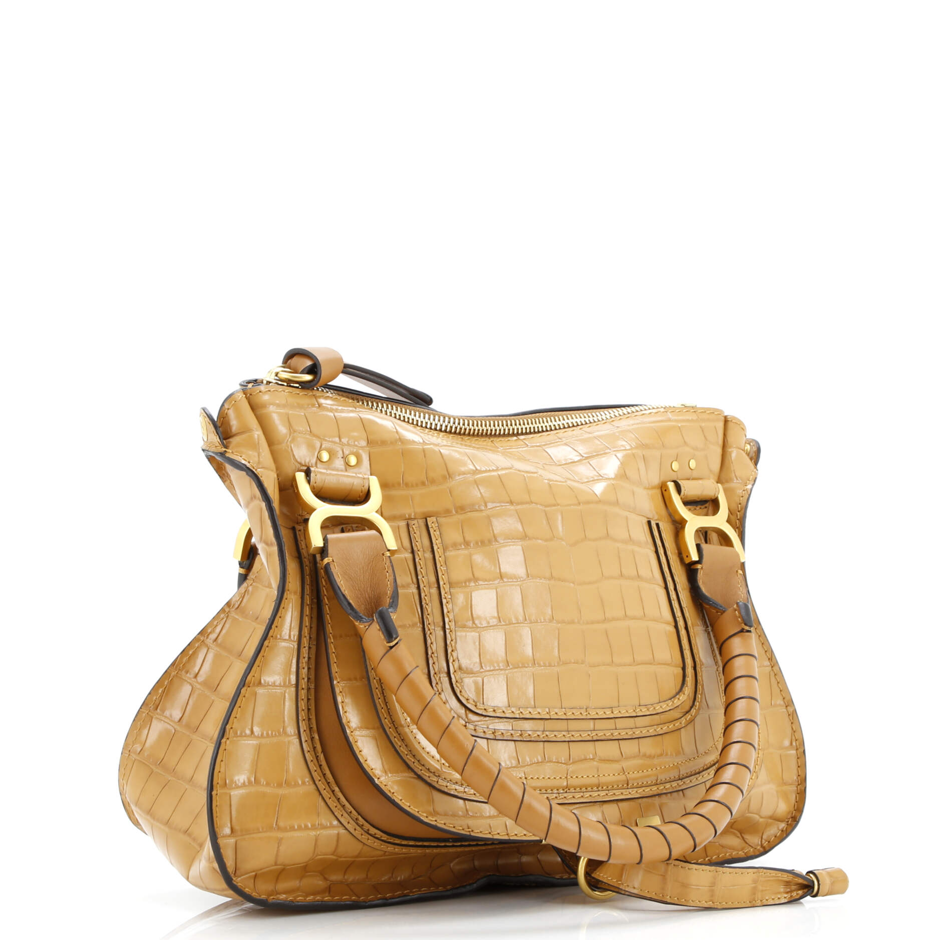 Pre-Loved Chloe Marcie Satchel Crocodile Embossed Leather Medium - Image 2