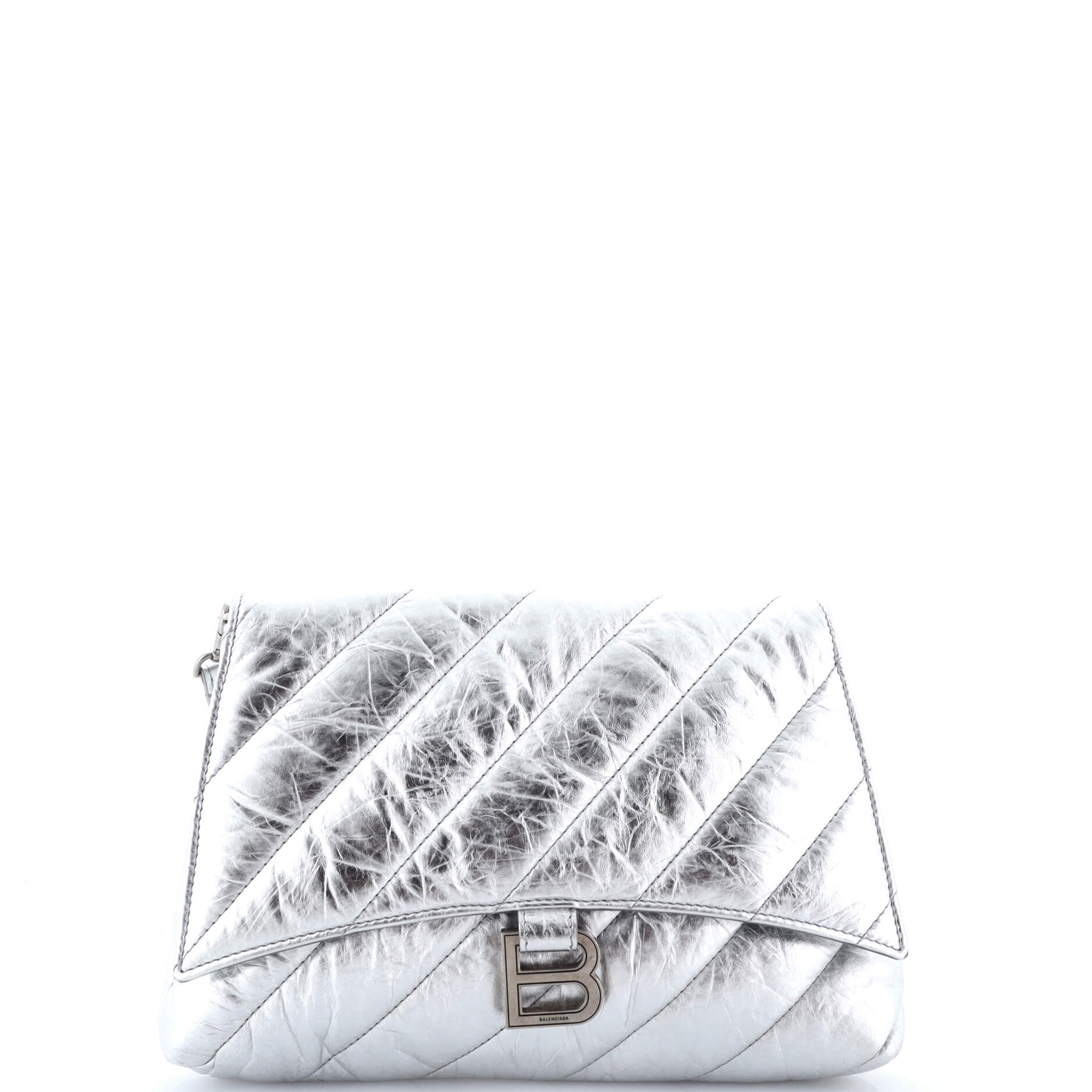 Pre-Loved Balenciaga Crush Chain Flap Bag Quilted Crushed Calfskin Small