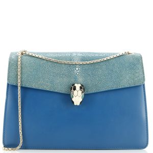 Pre-Loved Bvlgari Serpenti Forever Shoulder Bag Leather and Stingray Medium