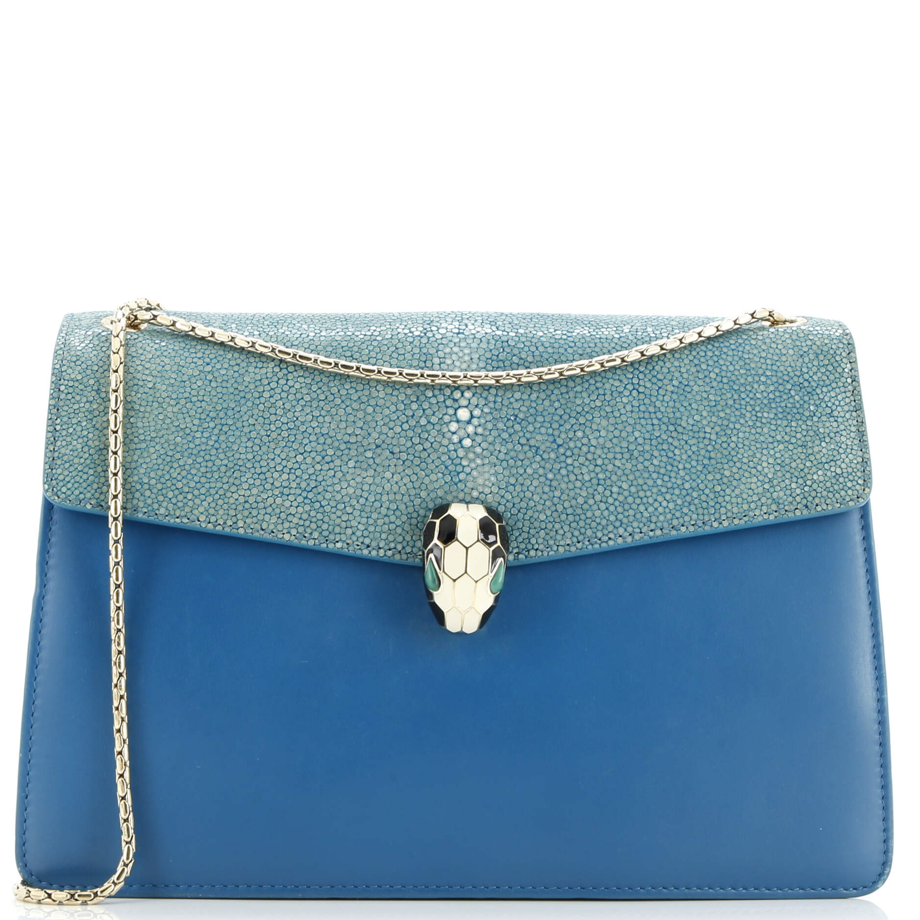 Pre-Loved Bvlgari Serpenti Forever Shoulder Bag Leather and Stingray Medium