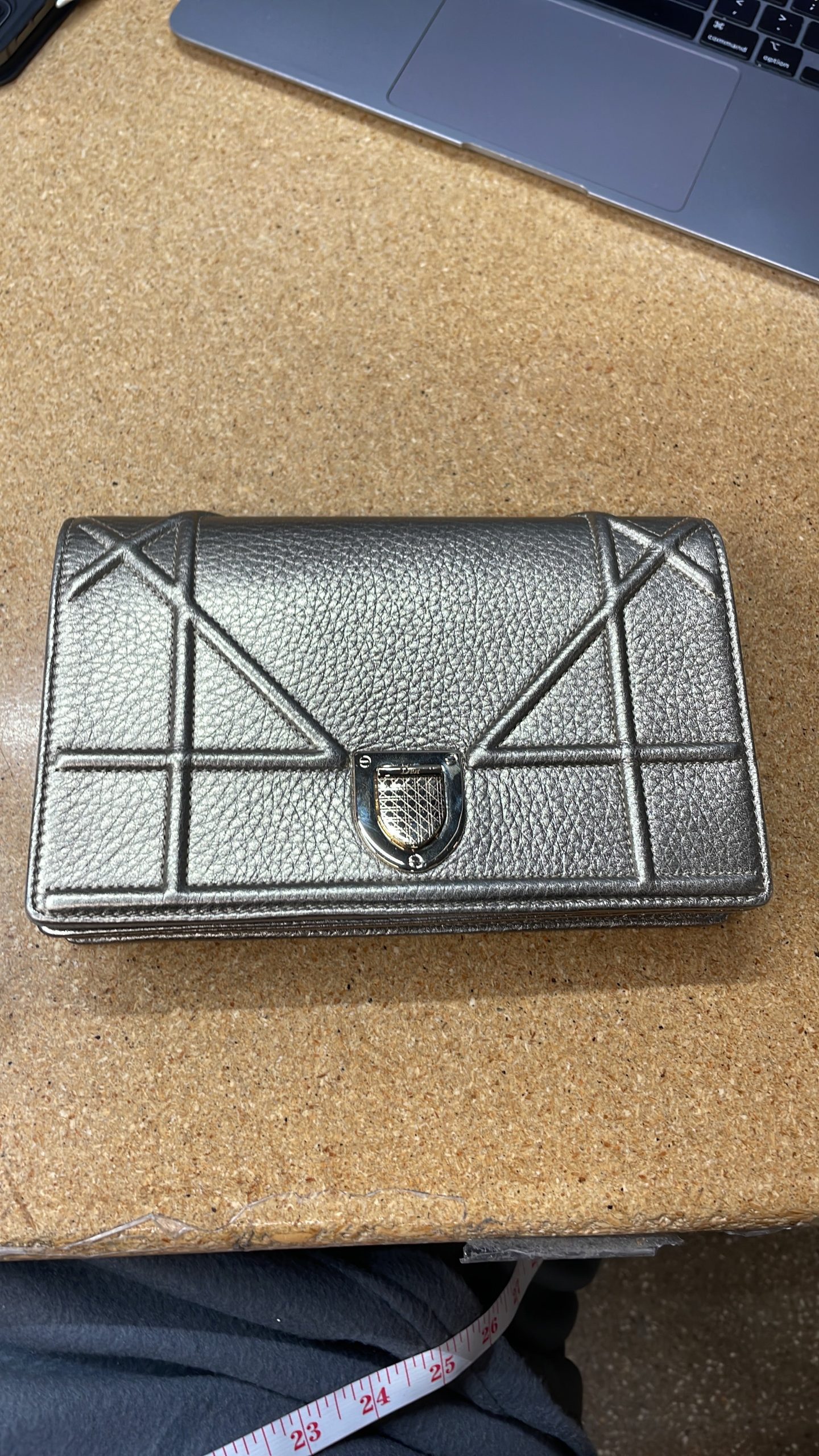 Pre-Loved Christian Dior Diorama Flap Bag Grained Calfskin Mini - Image 6