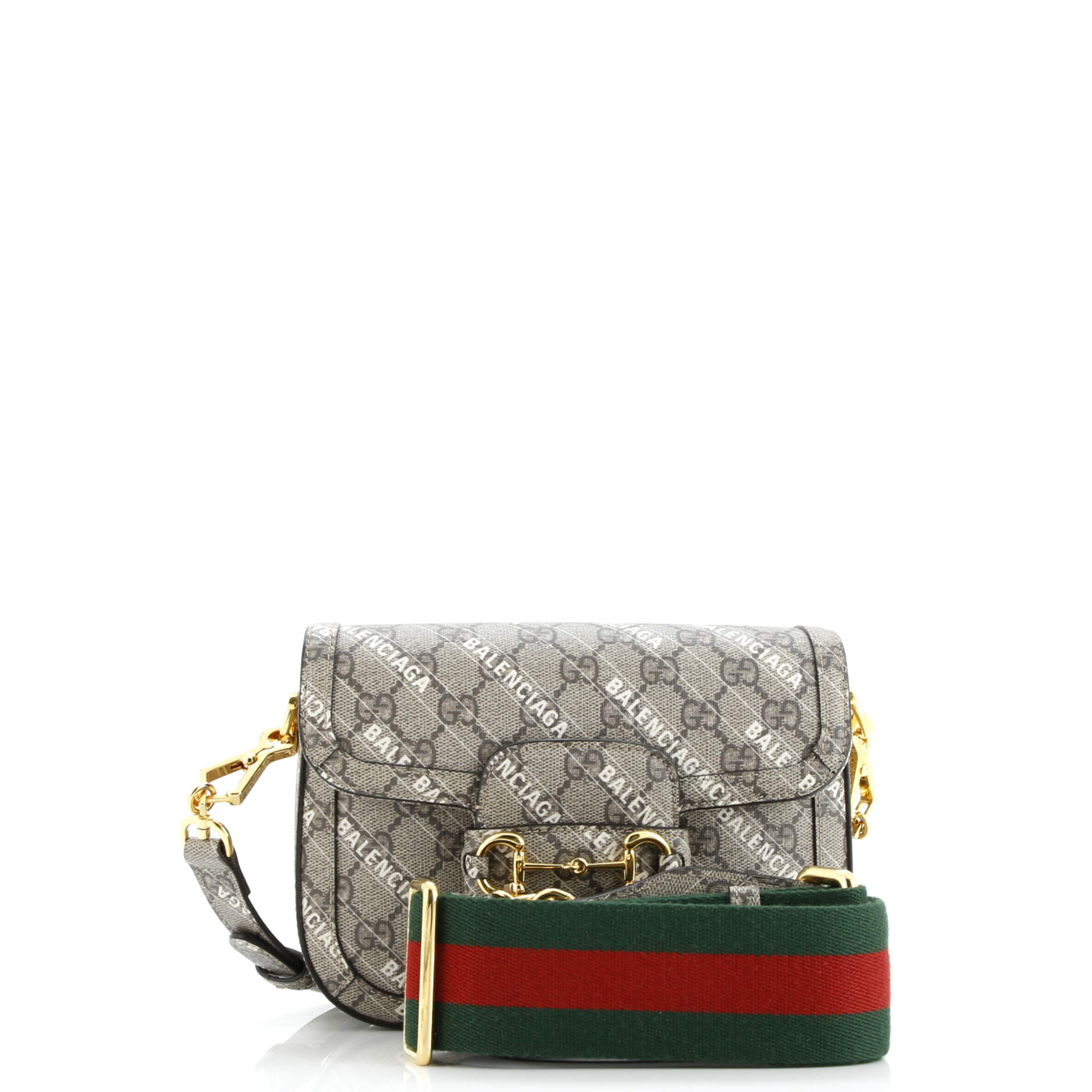 Pre-Loved Gucci x Balenciaga The Hacker Project Horsebit 1955 Shoulder Bag GG Coated Canvas Mini - Image 4