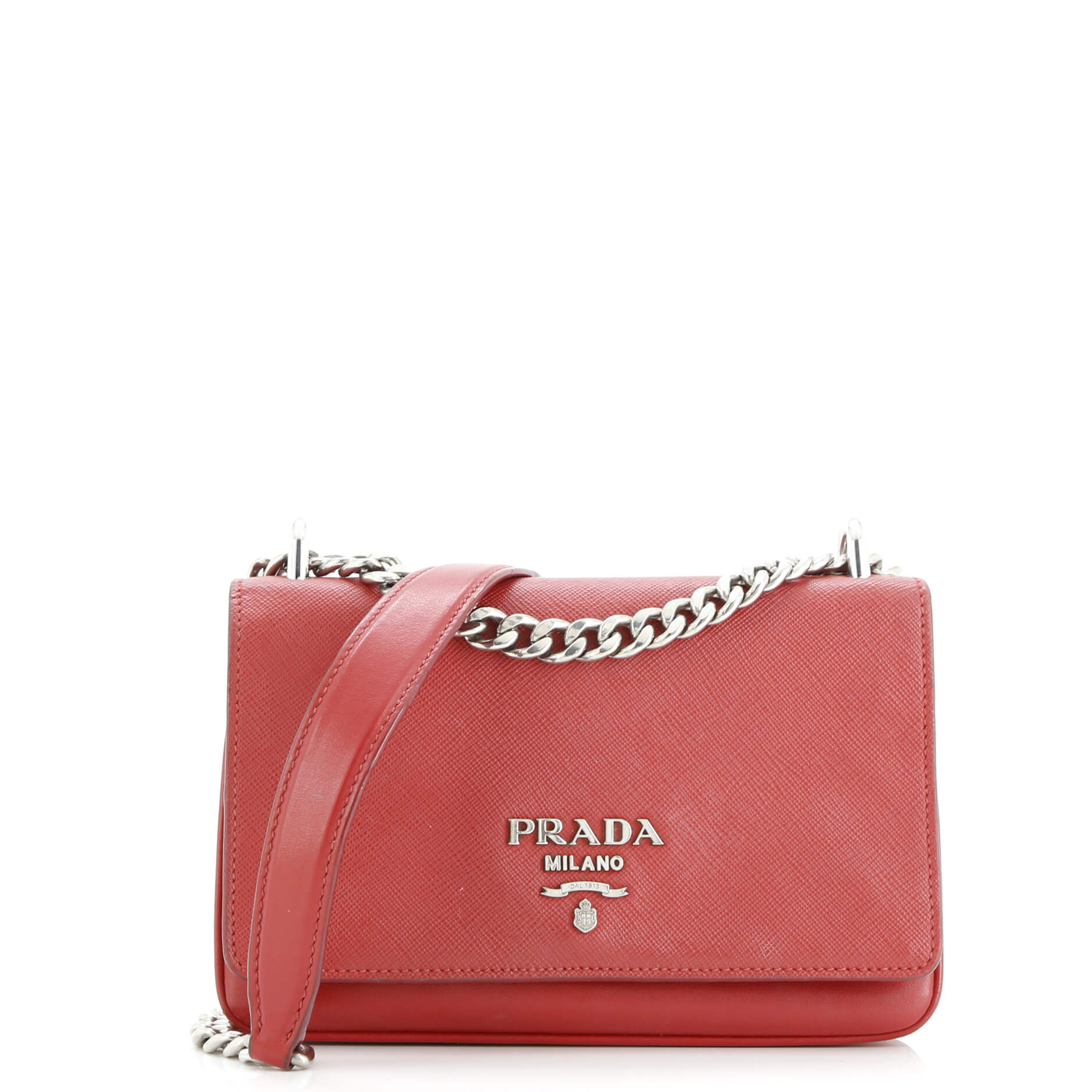 Pre-Loved Prada Chain Flap Crossbody Bag Saffiano and Soft Calf Small