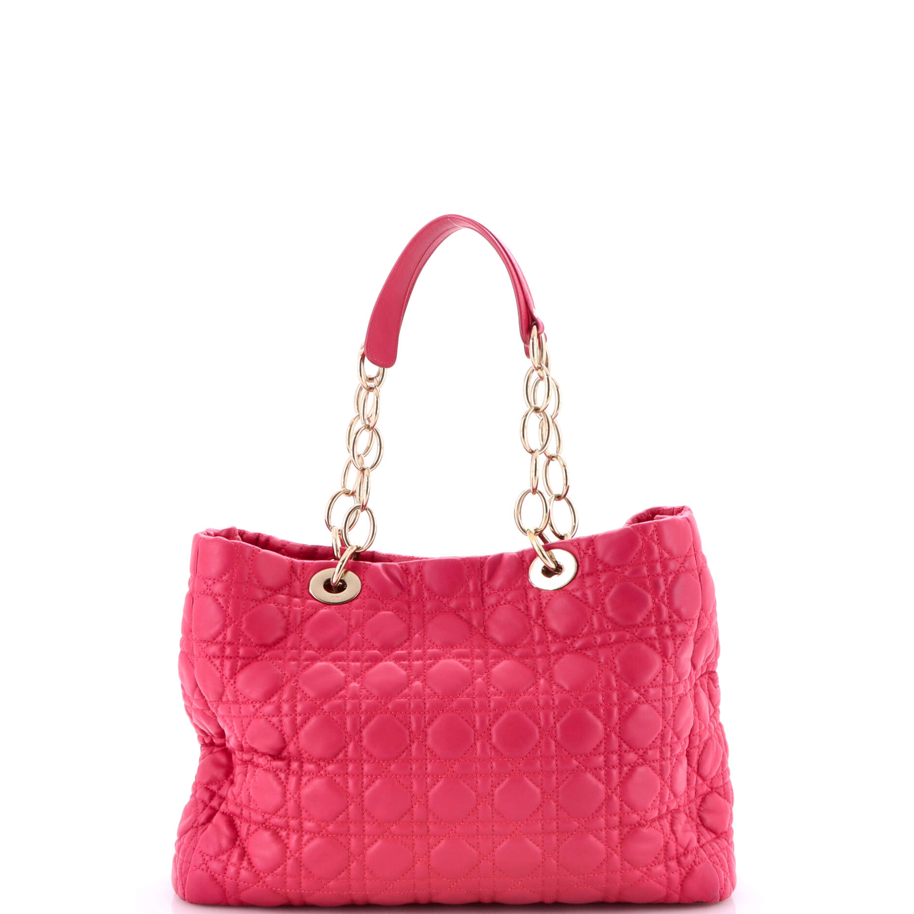 Pre-Loved Christian Dior Soft Chain Tote Cannage Quilt Lambskin Large - Image 3