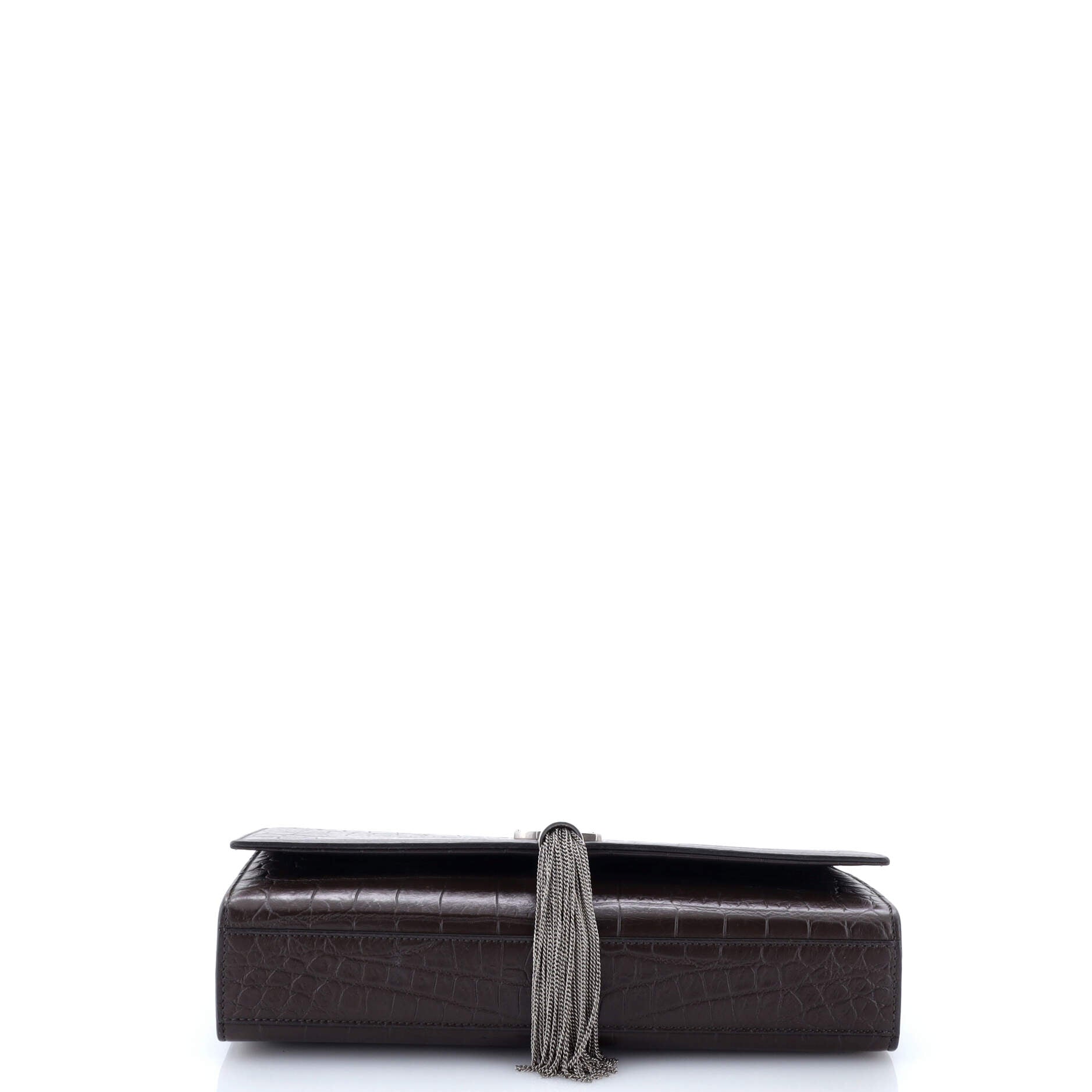 Pre-Loved Saint Laurent Classic Monogram Tassel Crossbody Bag Crocodile Embossed Leather Medium - Image 4