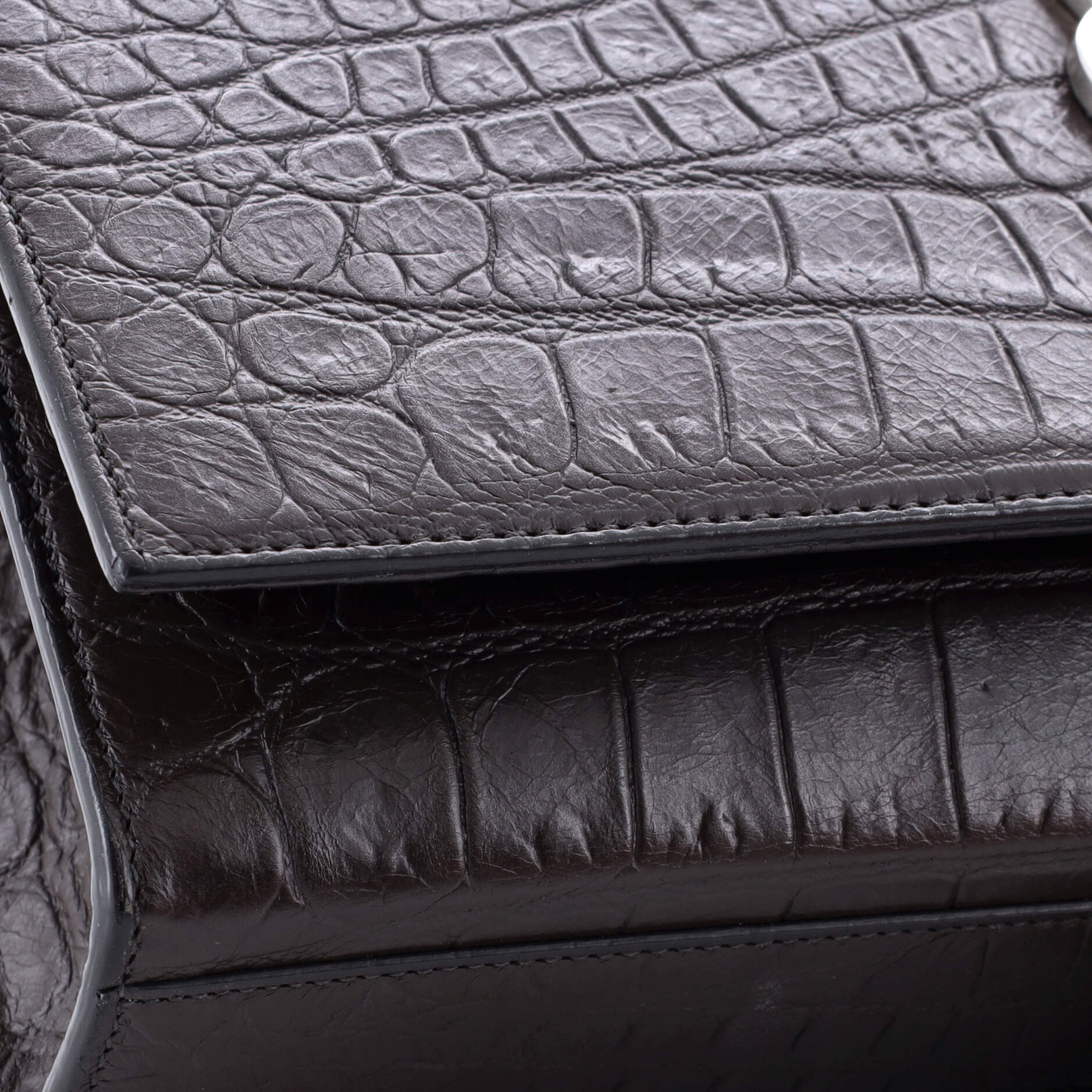 Pre-Loved Saint Laurent Classic Monogram Tassel Crossbody Bag Crocodile Embossed Leather Medium - Image 7