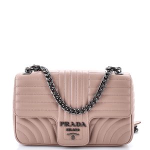 Pre-Loved Prada Chain Flap Shoulder Bag Diagramme Quilted Leather Medium