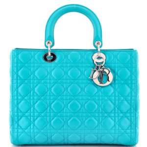 Pre-Loved Christian Dior Lady Dior Bag Cannage Quilt Lambskin Large