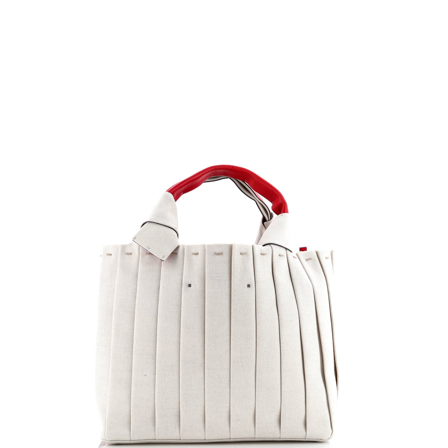 Pre-Loved Valentino Atelier 05 Tote Pleated Canvas Medium - Image 4