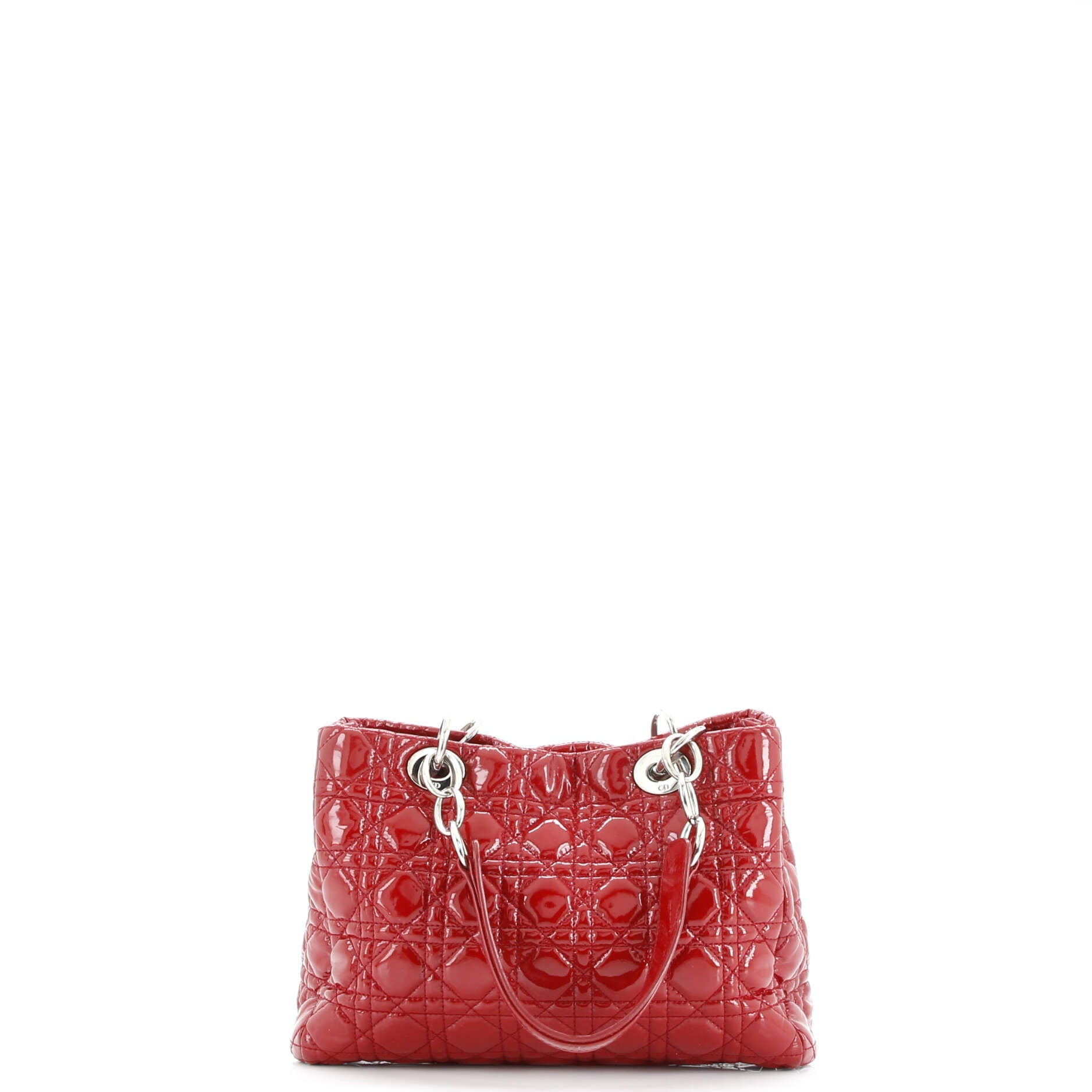 Pre-Loved Christian Dior Soft Shopping Tote Cannage Quilt Patent Small - Image 3