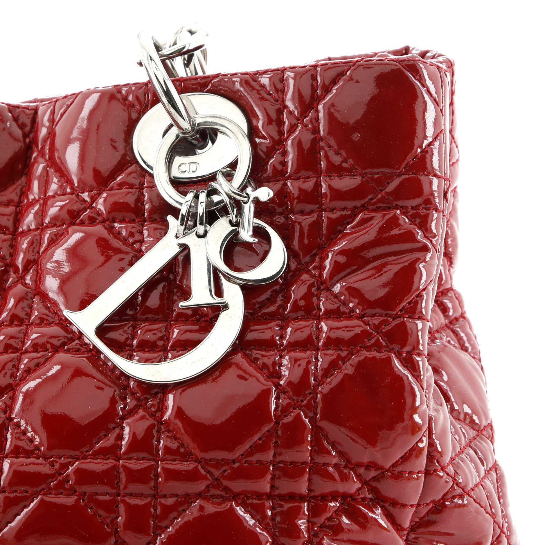 Pre-Loved Christian Dior Soft Shopping Tote Cannage Quilt Patent Small - Image 6