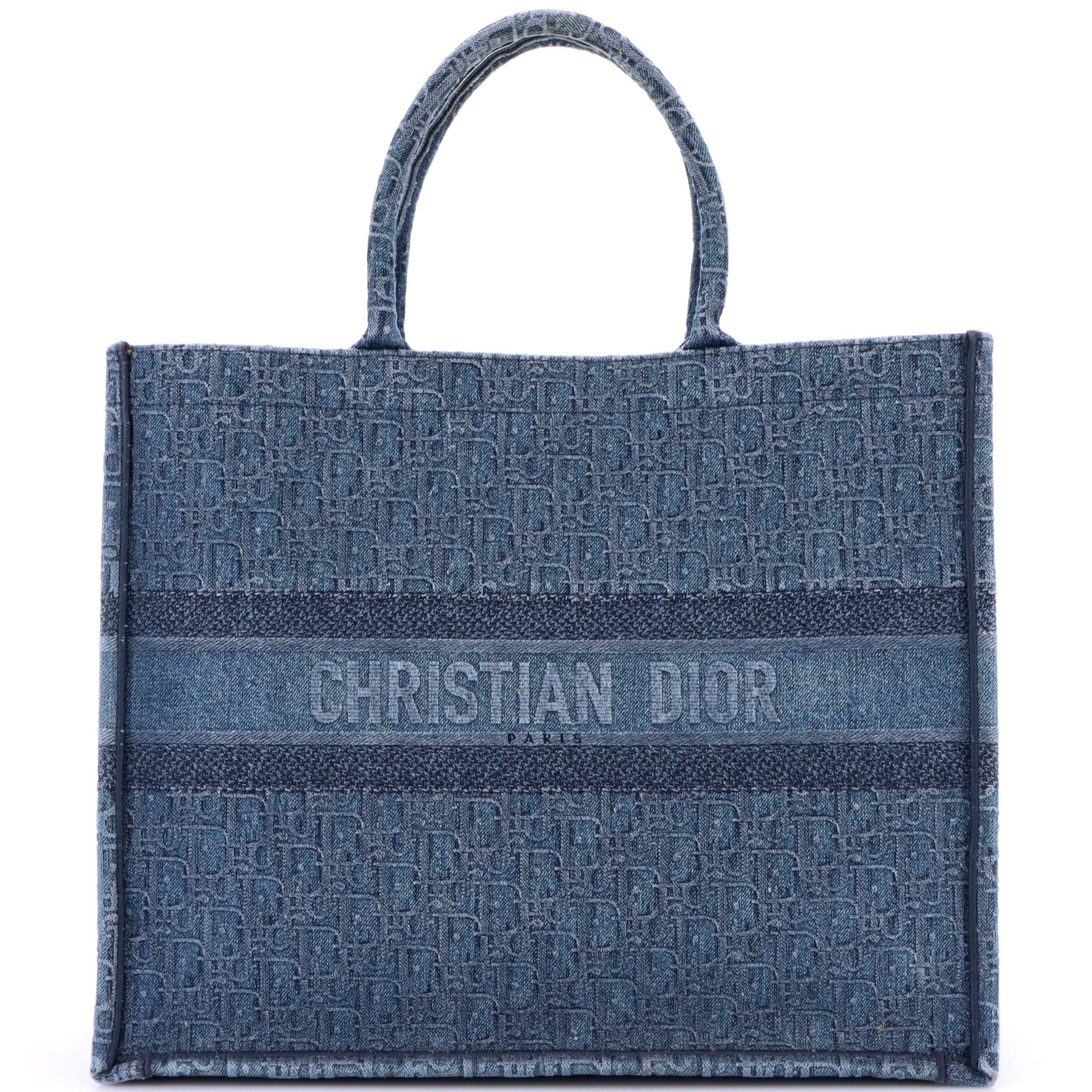 Pre-Loved Christian Dior Book Tote Oblique Denim Large