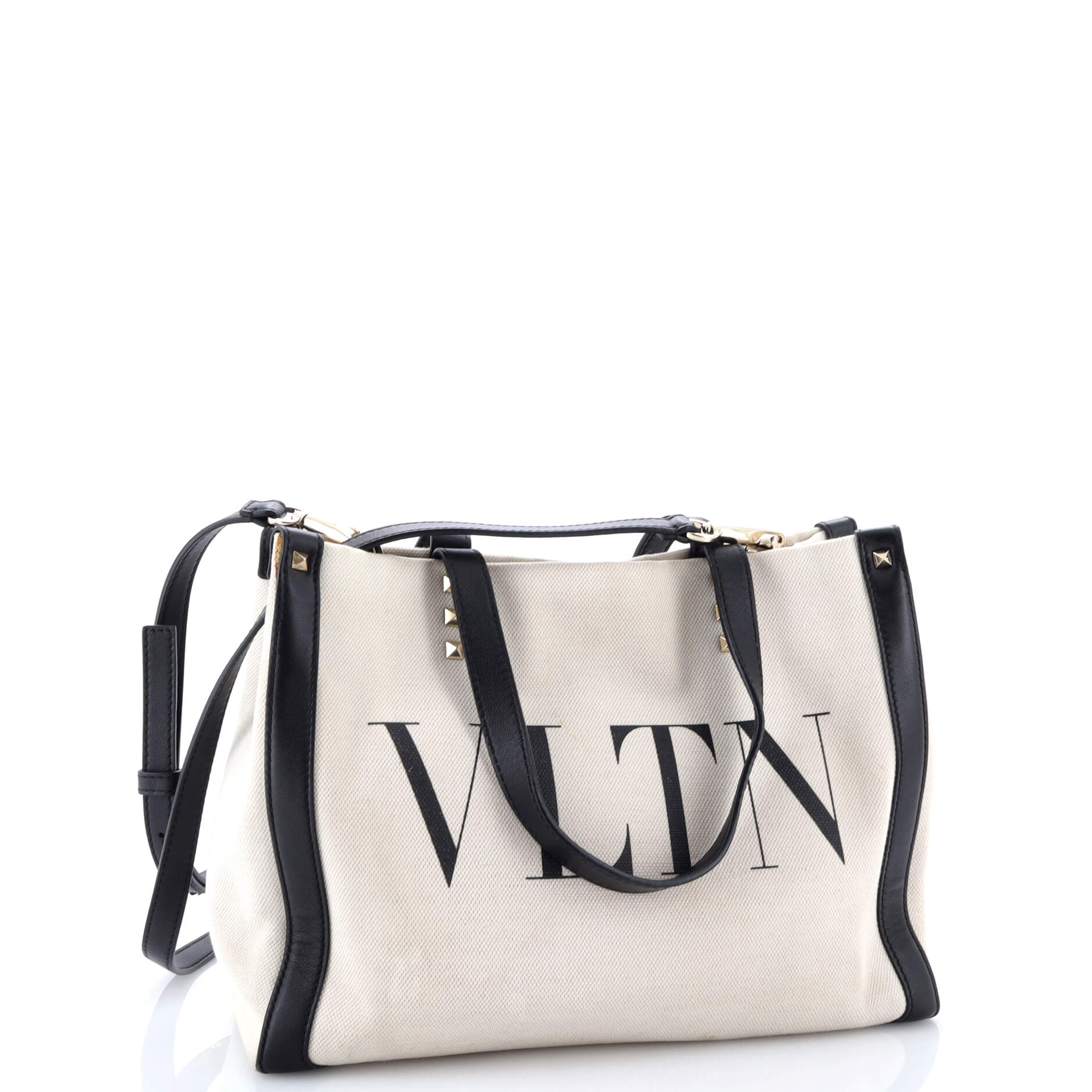 Pre-Loved Valentino Grande Plage VLTN Tote Canvas Small - Image 2