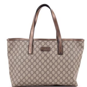 Pre-Loved Gucci Plus Tote GG Coated Canvas with Leather Large