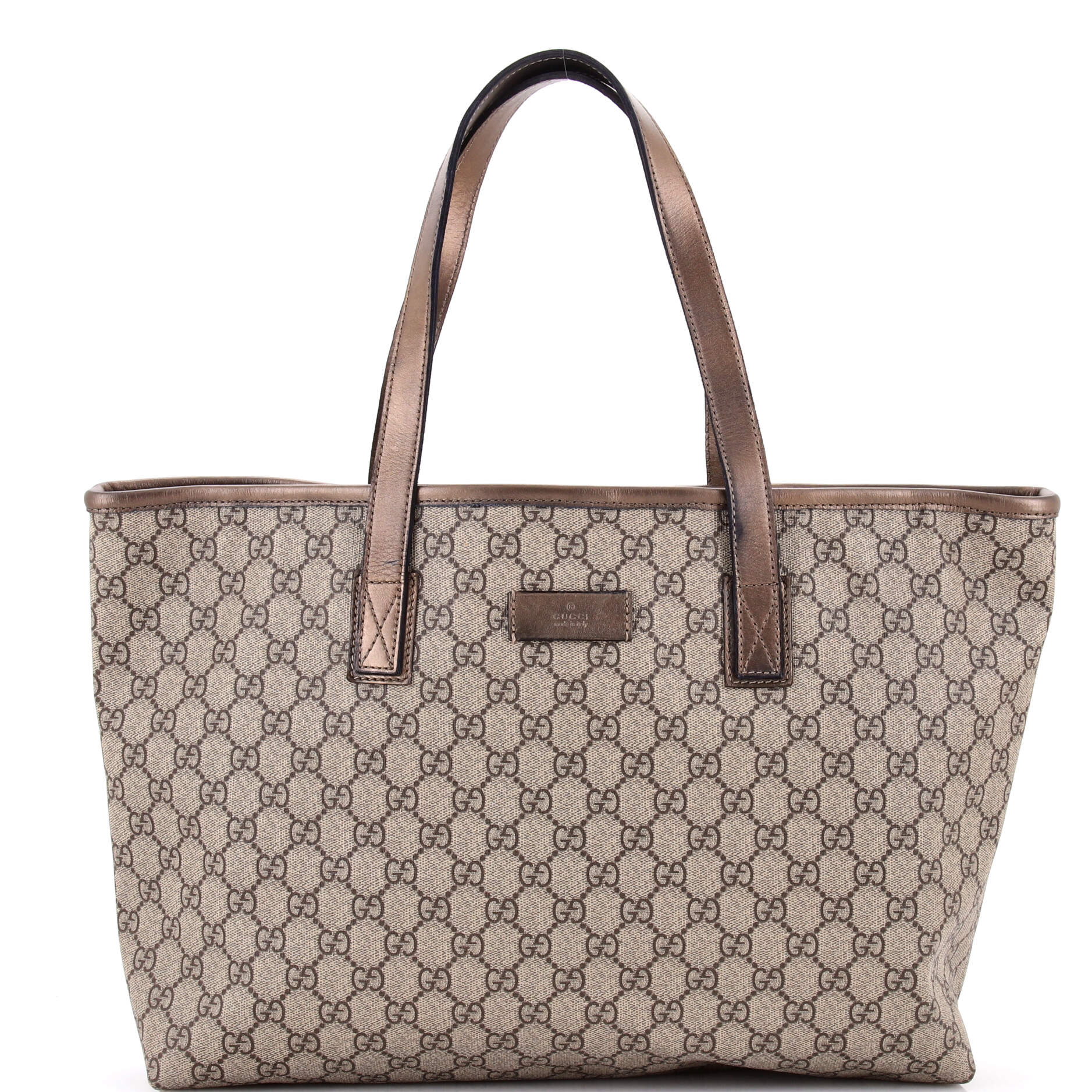 Pre-Loved Gucci Plus Tote GG Coated Canvas with Leather Large