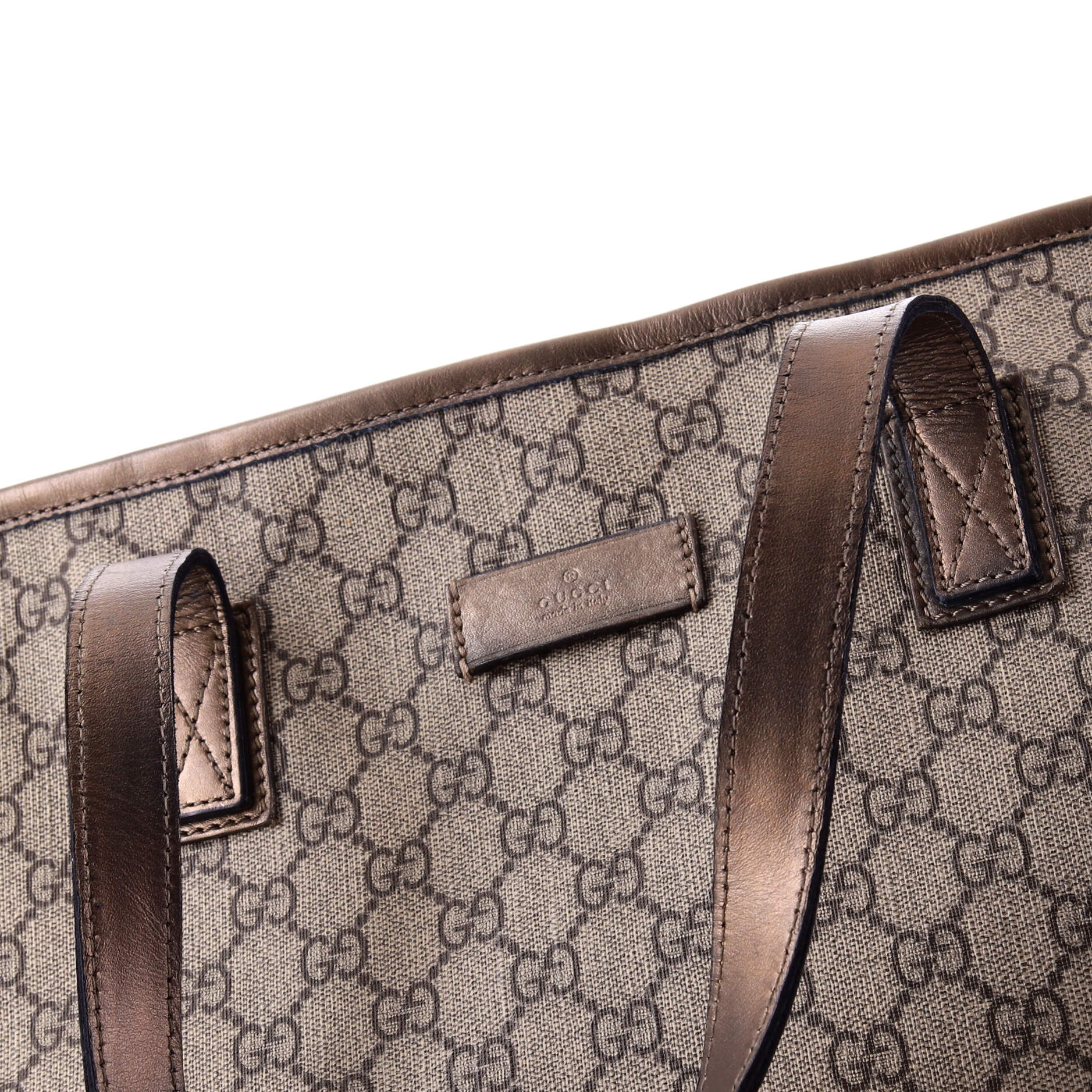 Pre-Loved Gucci Plus Tote GG Coated Canvas with Leather Large - Image 7