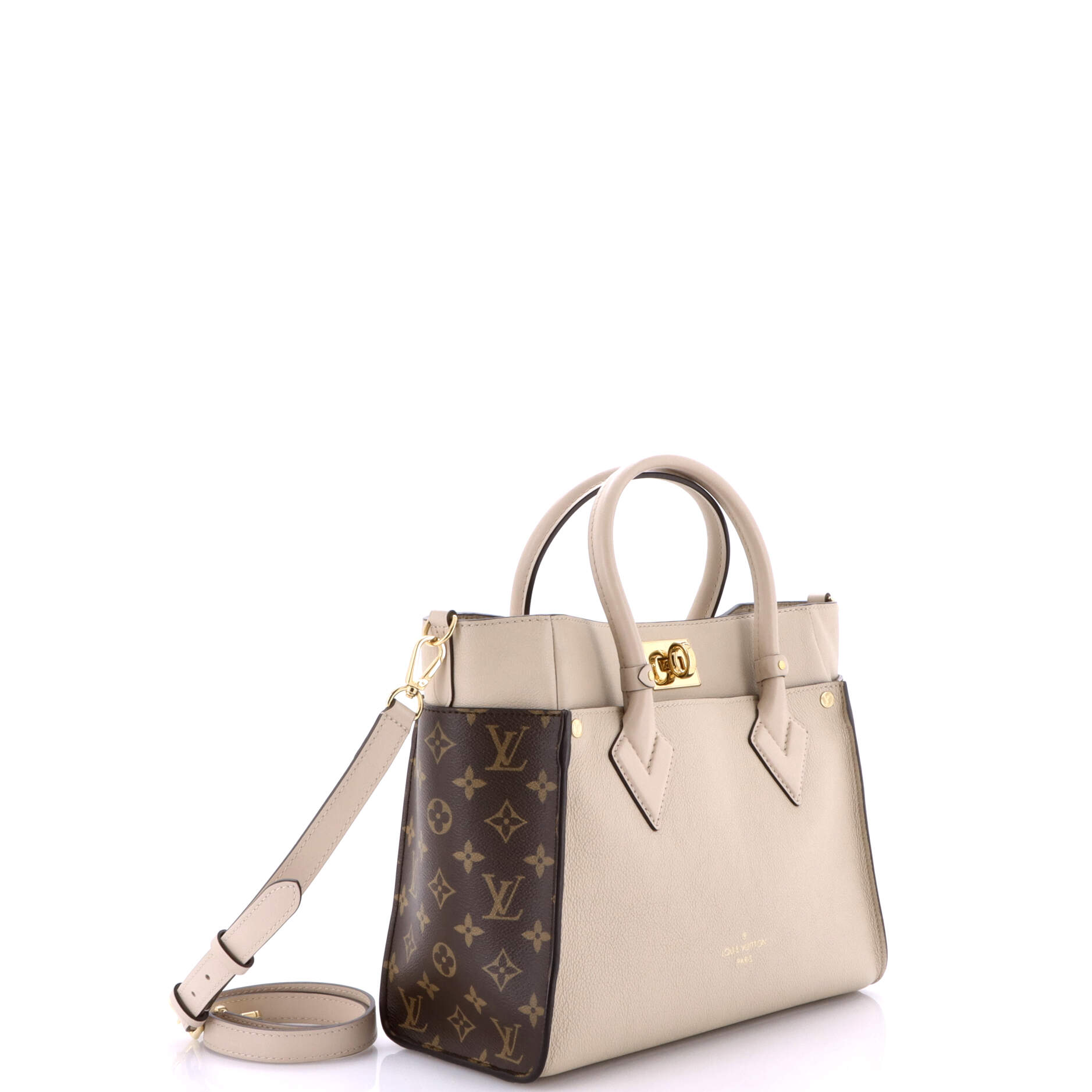 Pre-Loved Louis Vuitton On My Side Tote Leather with Monogram Canvas MM - Image 2