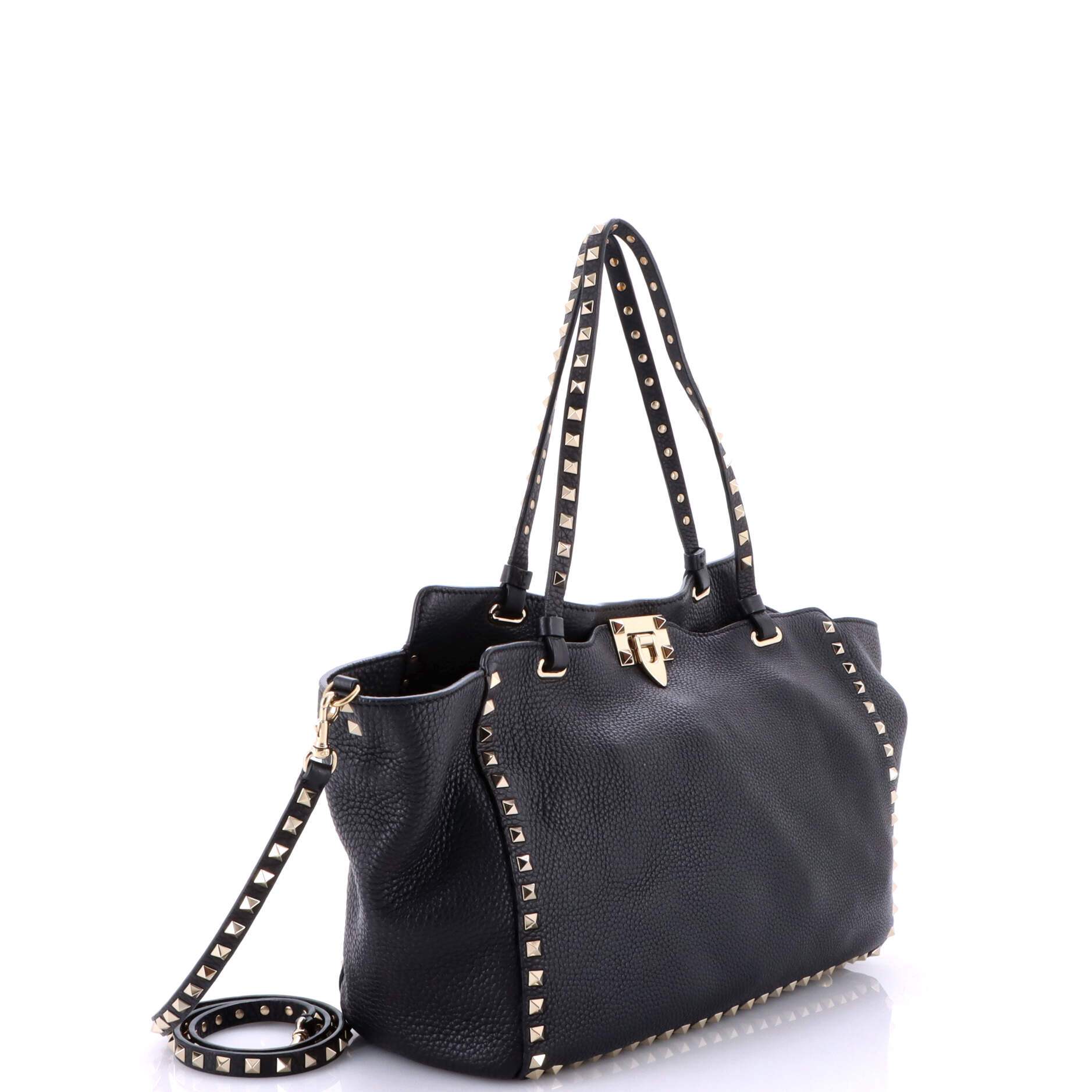 Pre-Loved Valentino Rockstud Tote Pebbled Leather Medium - Image 2
