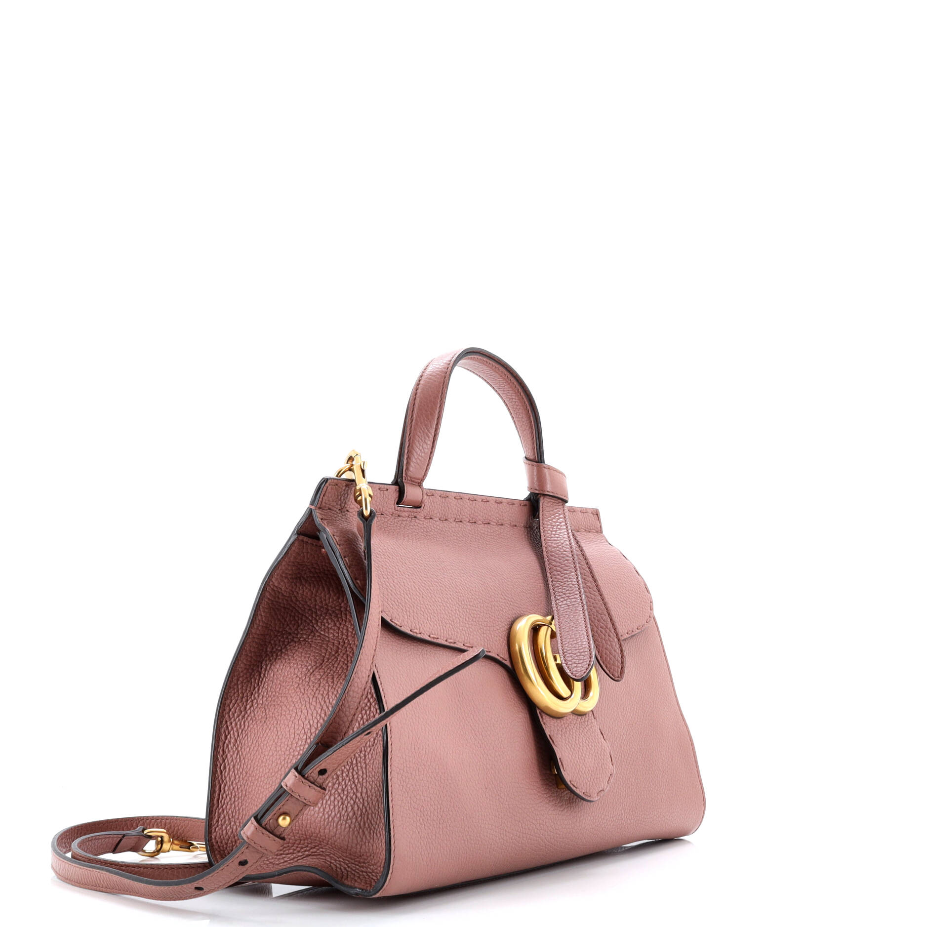 Pre-Loved Gucci GG Marmont Top Handle Bag Leather Small - Image 2