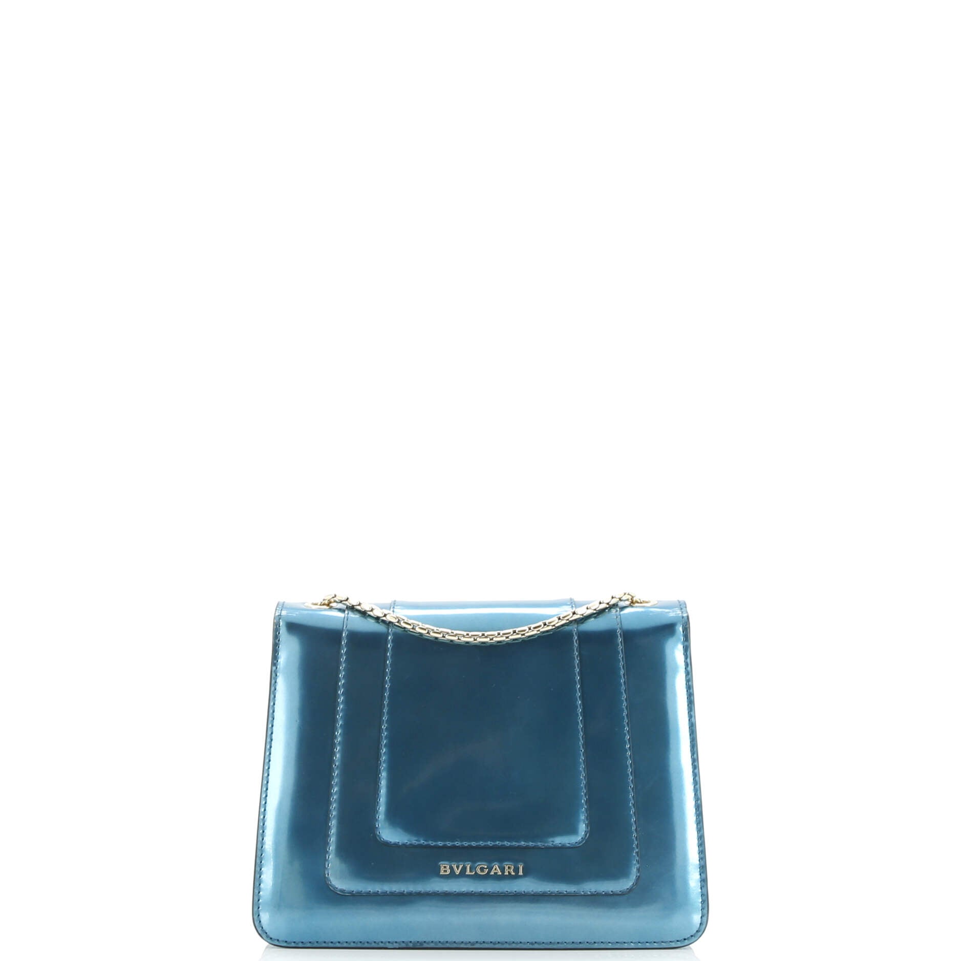 Pre-Loved Bvlgari Serpenti Forever Square Shoulder Bag Metallic Leather Small - Image 4