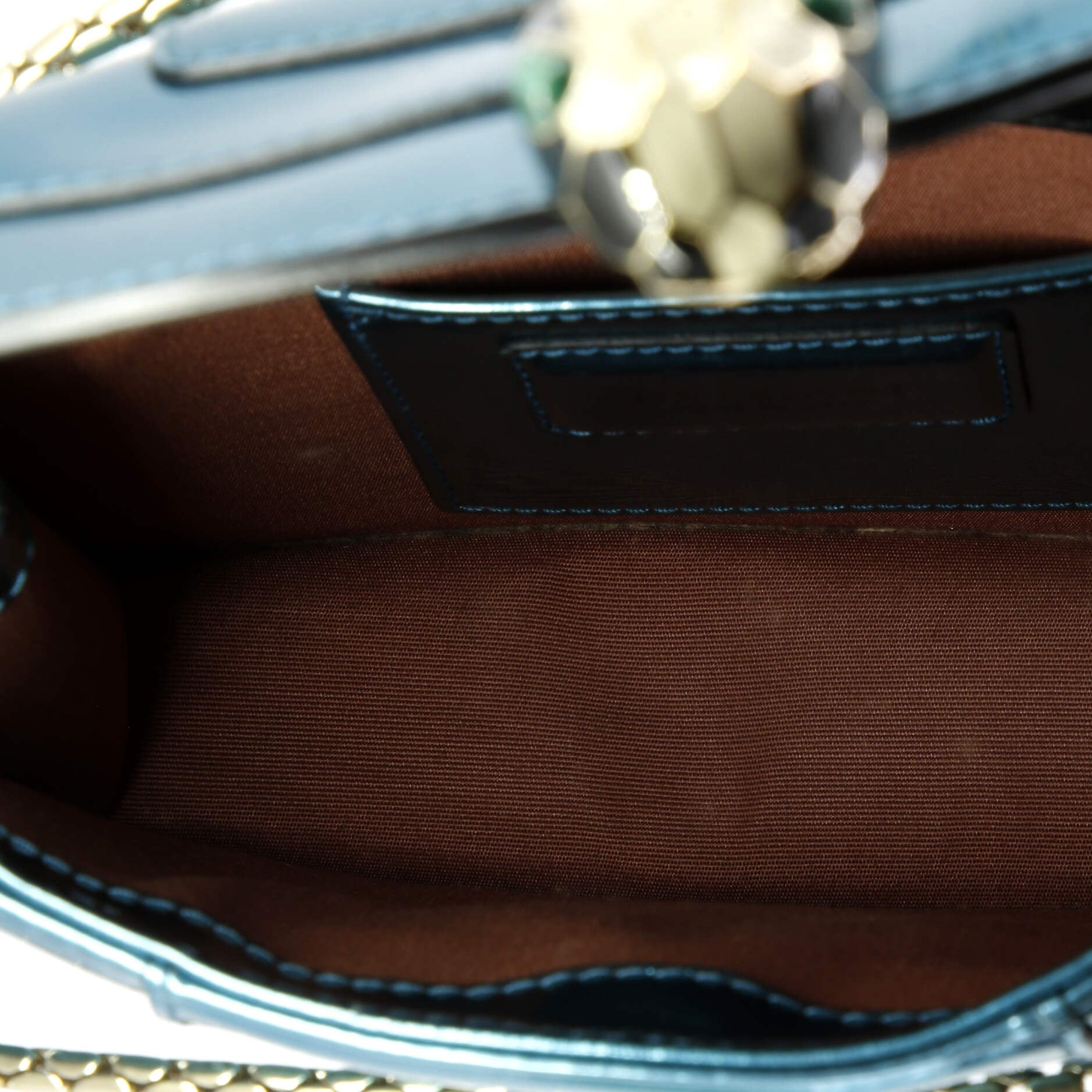 Pre-Loved Bvlgari Serpenti Forever Square Shoulder Bag Metallic Leather Small - Image 6