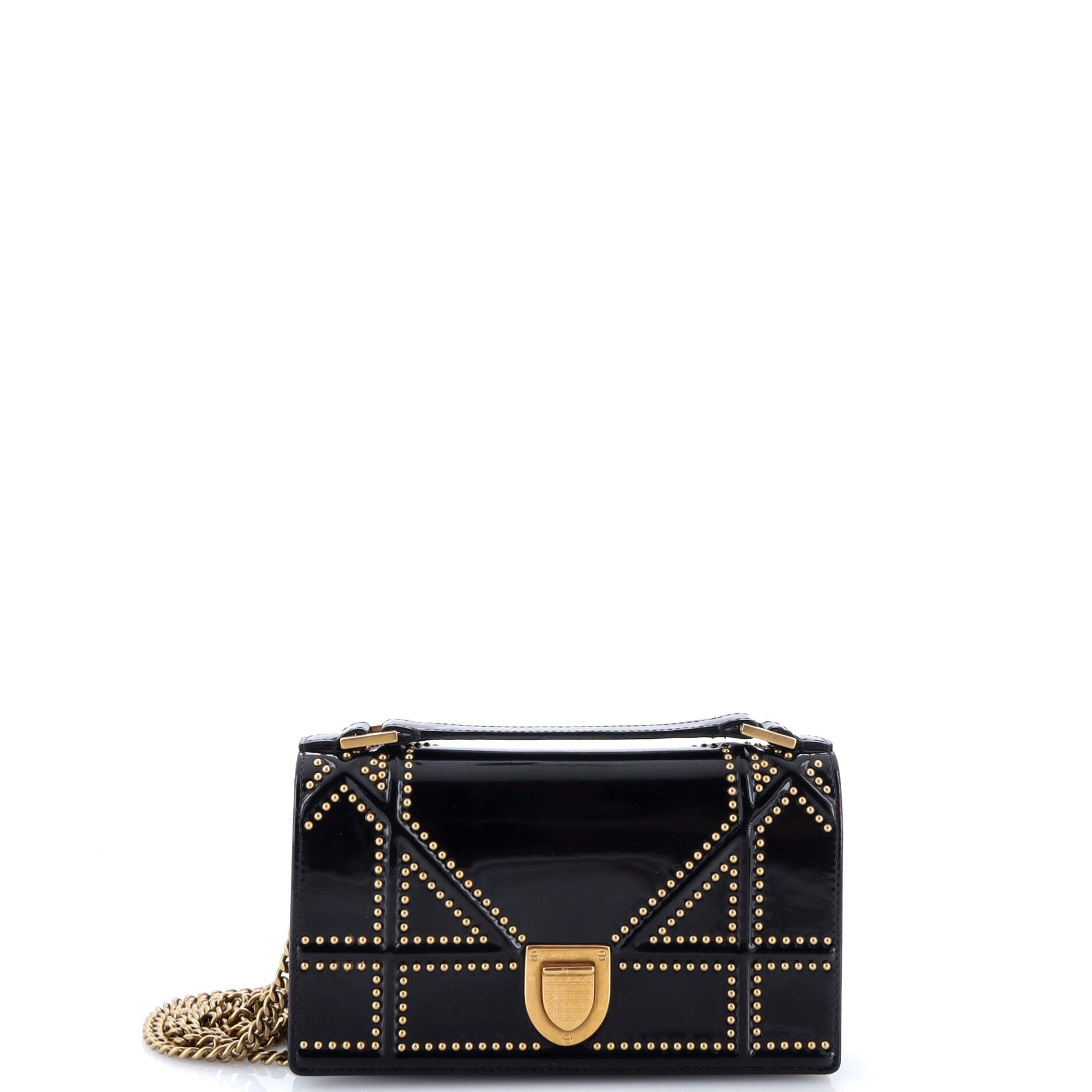 Pre-Loved Christian Dior Diorama Flap Bag Studded Patent Small