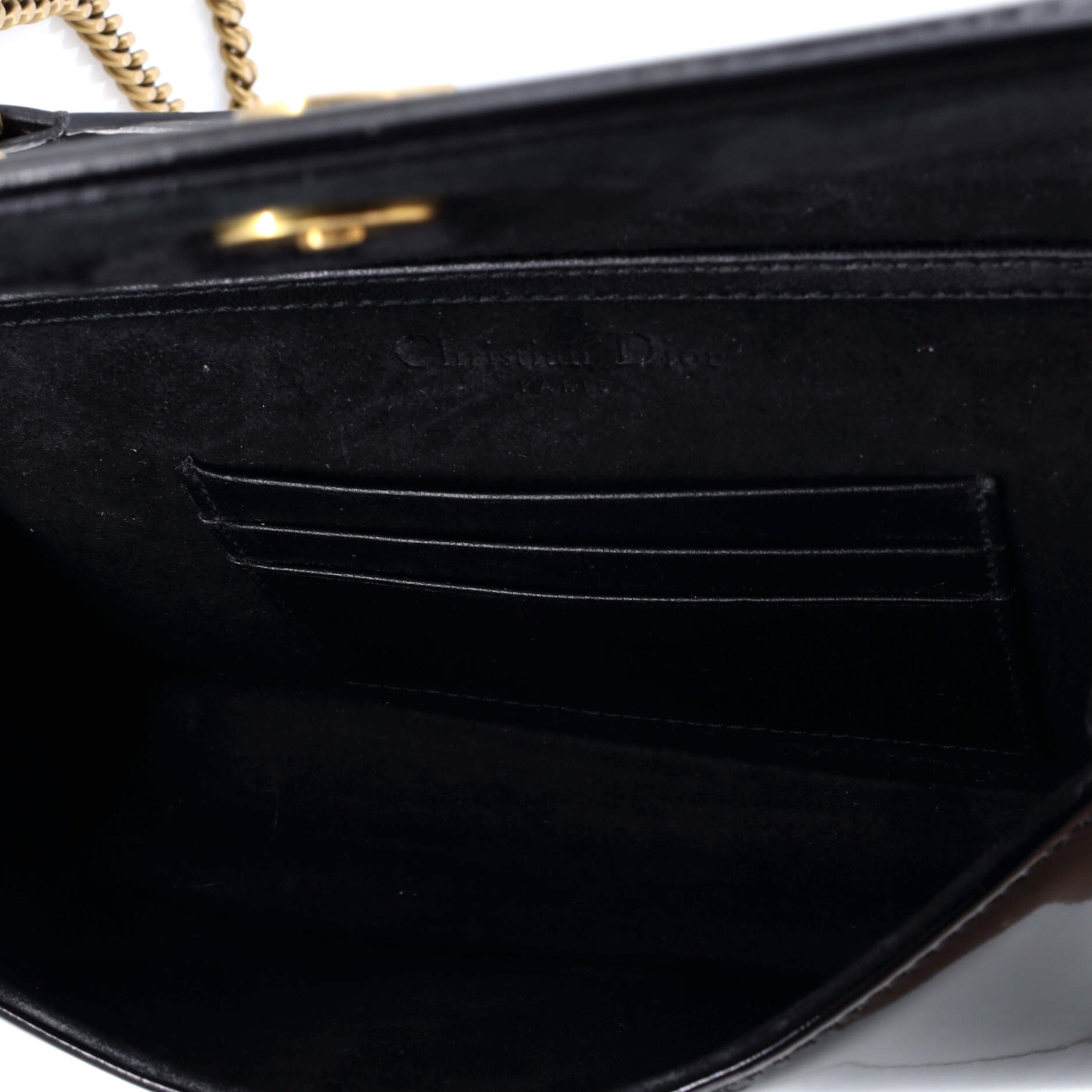 Pre-Loved Christian Dior Diorama Flap Bag Studded Patent Small - Image 5