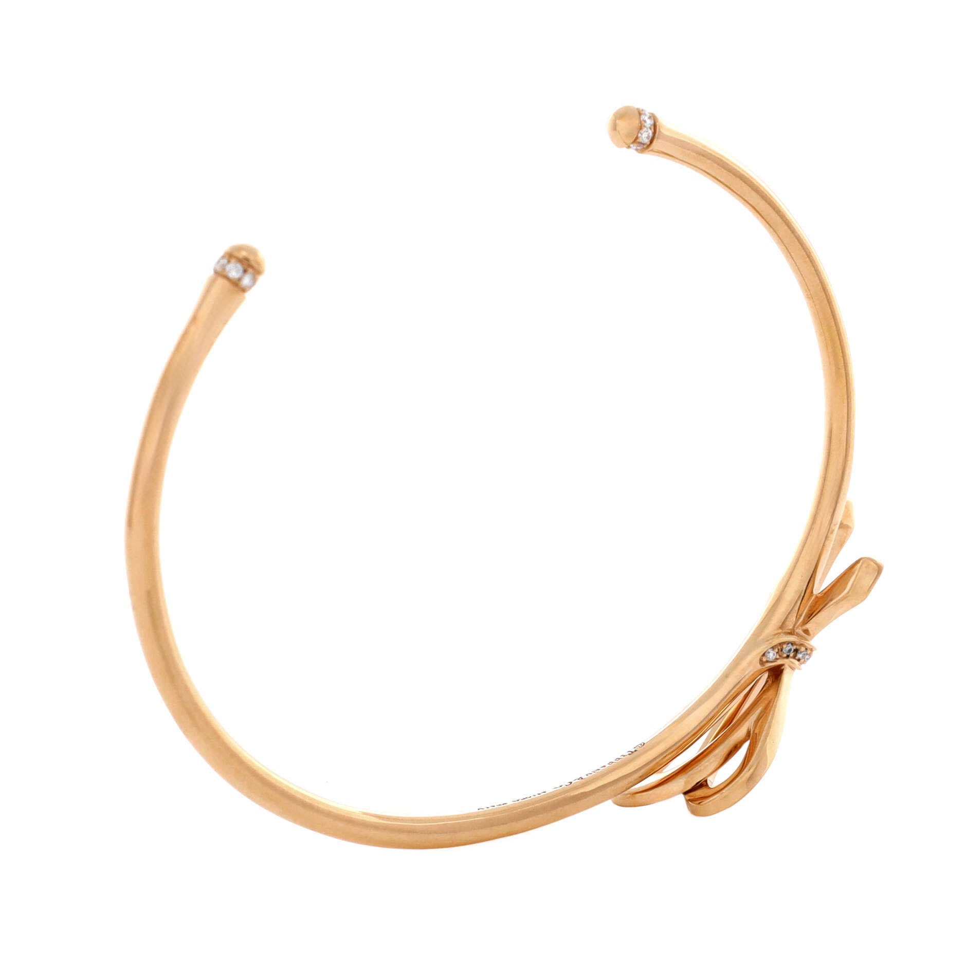 Pre-Loved Tiffany Bow Knot Cuff Bracelet 18K Rose Gold with Diamonds Medium - Image 2