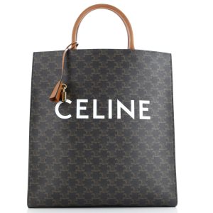 Pre-Loved Celine Vertical Cabas Tote Triomphe Coated Canvas Large
