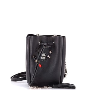 Pre-Loved Saint Laurent Monogram Bourse Bucket Bag Embellished Leather Mini