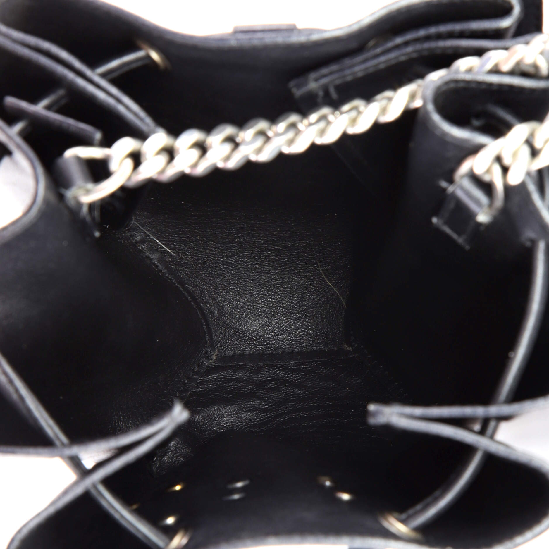 Pre-Loved Saint Laurent Monogram Bourse Bucket Bag Embellished Leather Mini - Image 5