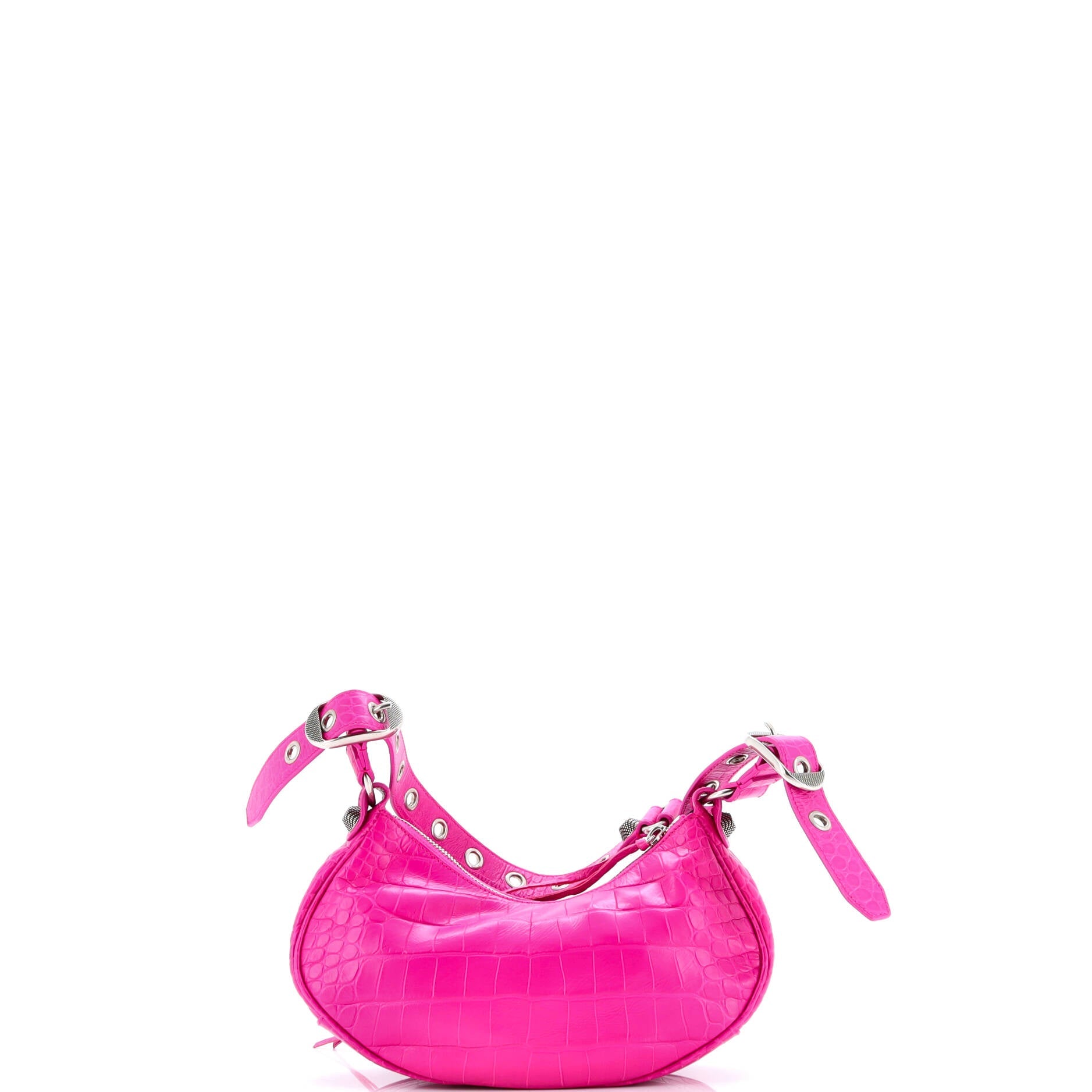 Pre-Loved Balenciaga Le Cagole Giant Studs Shoulder Bag Crocodile Embossed Leather XS - Image 4