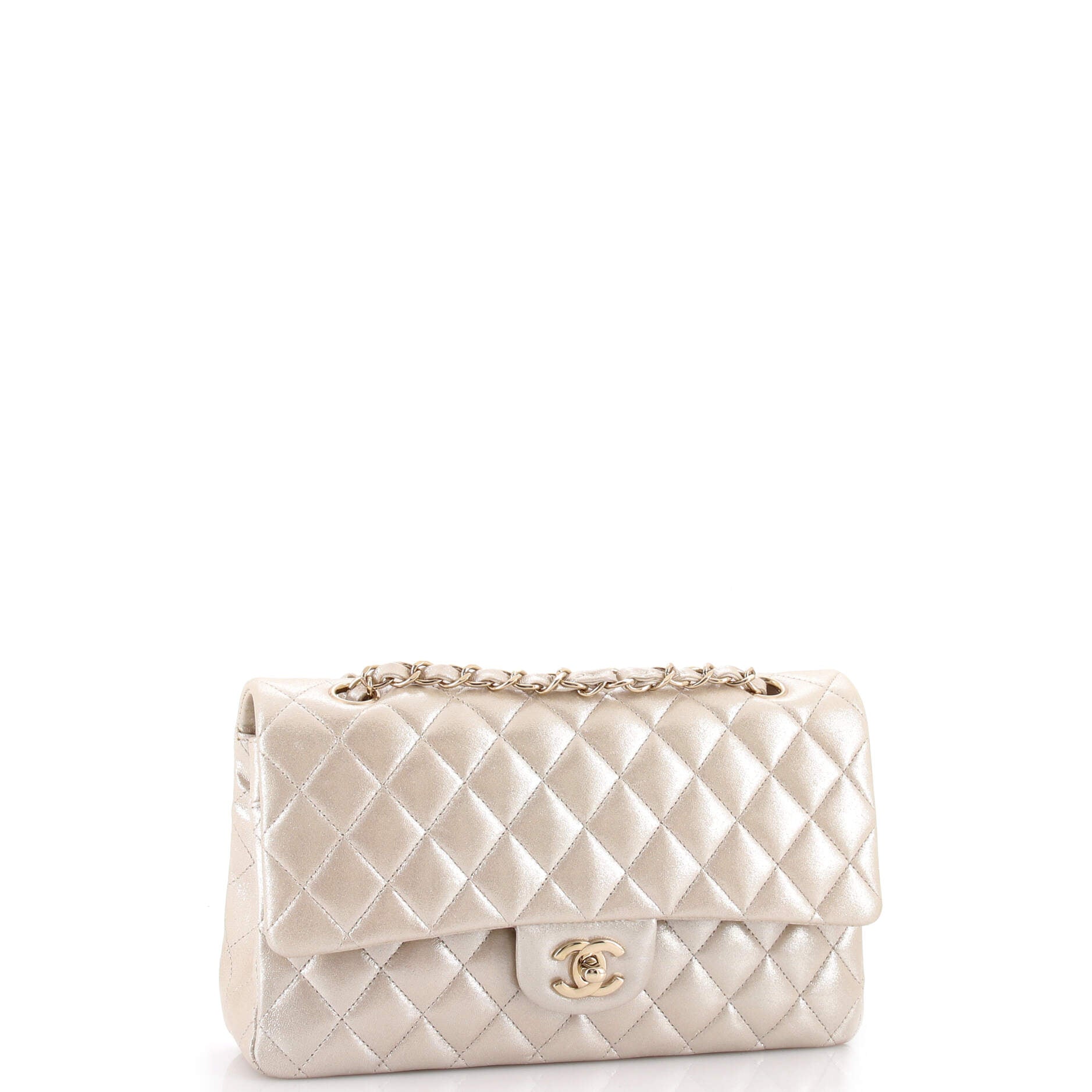 Pre-Loved Chanel Classic Double Flap Bag Quilted Iridescent Calfskin Medium - Image 3