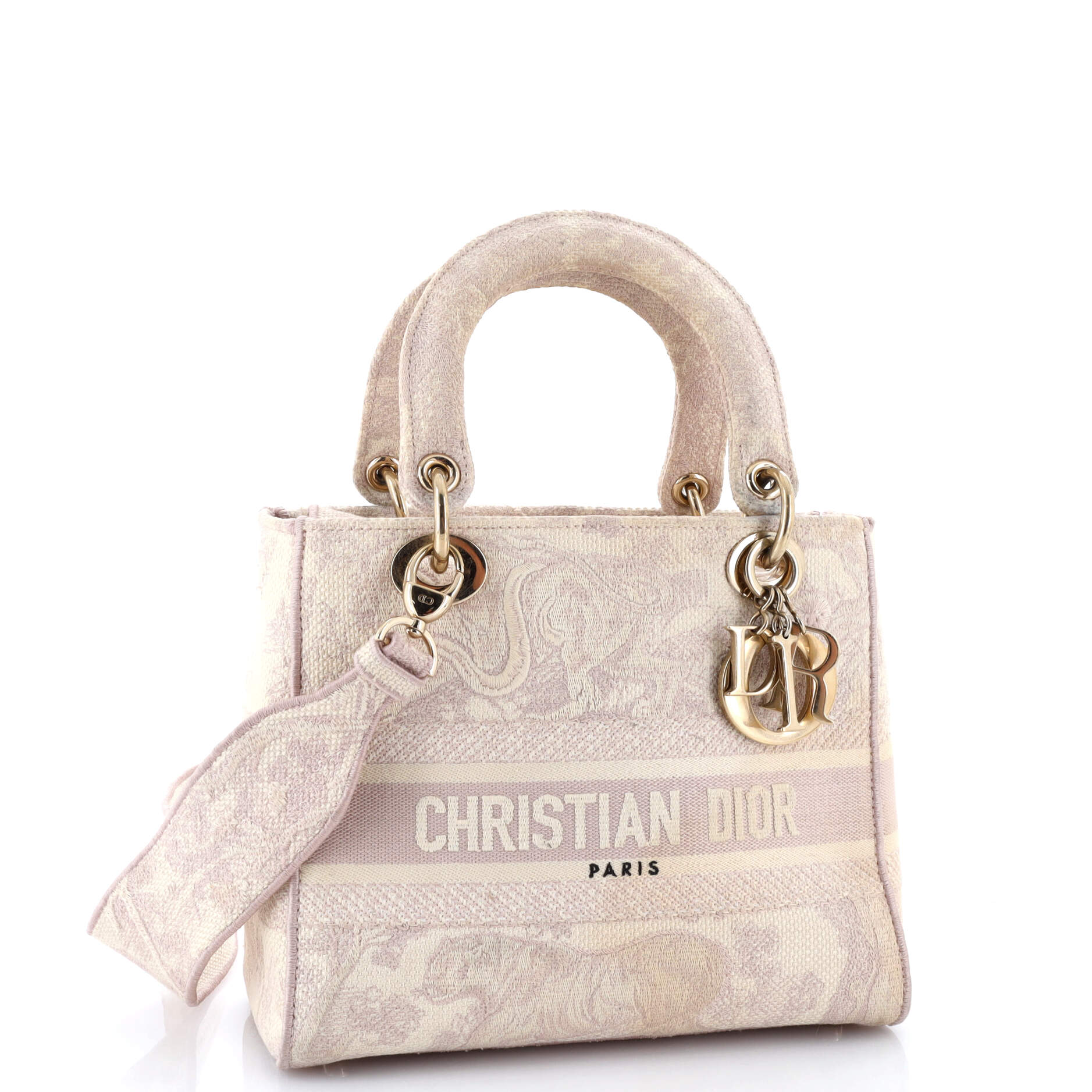 Pre-Loved Christian Dior Toile de Jouy Lady D-Lite Bag Embroidered Canvas - Image 2