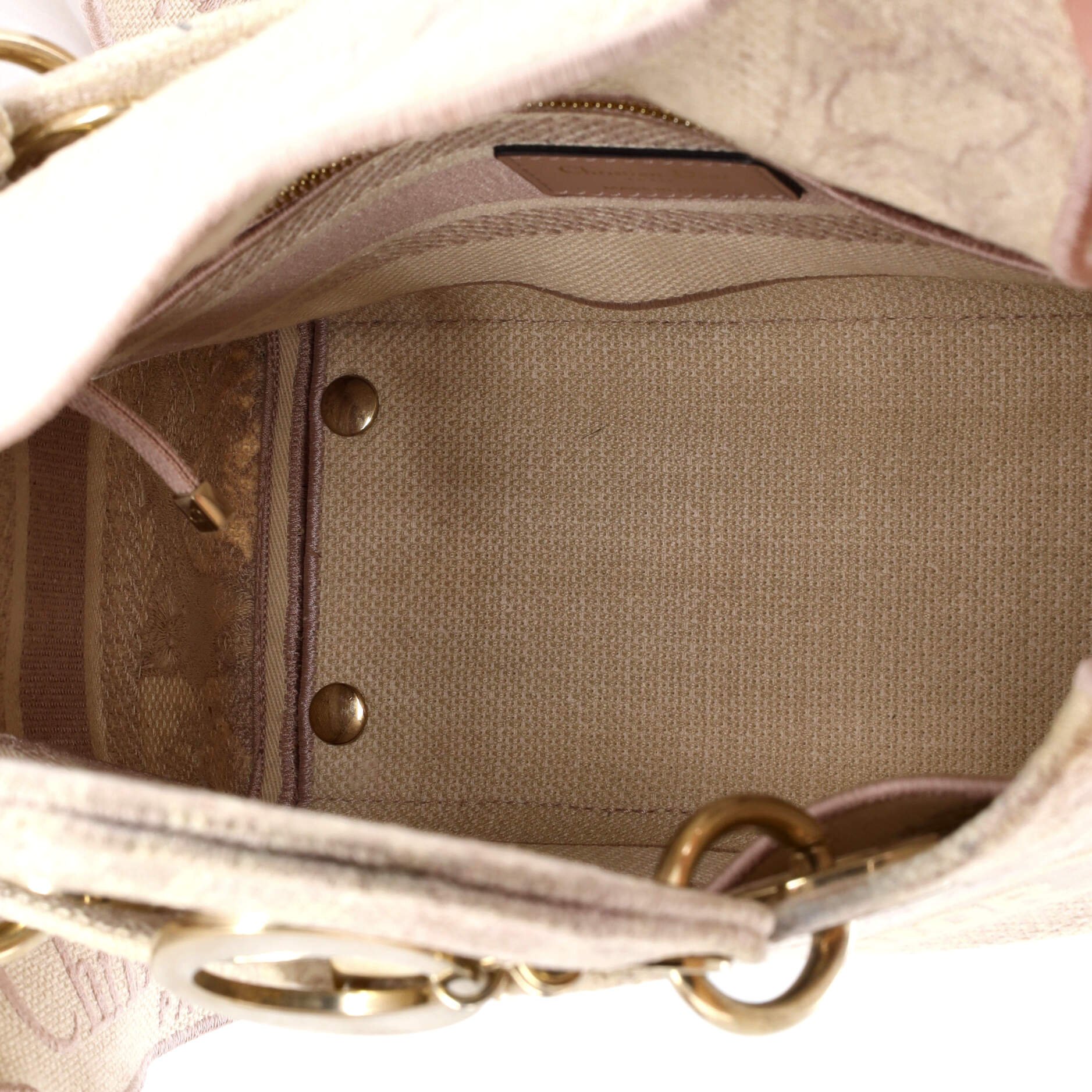 Pre-Loved Christian Dior Toile de Jouy Lady D-Lite Bag Embroidered Canvas - Image 5