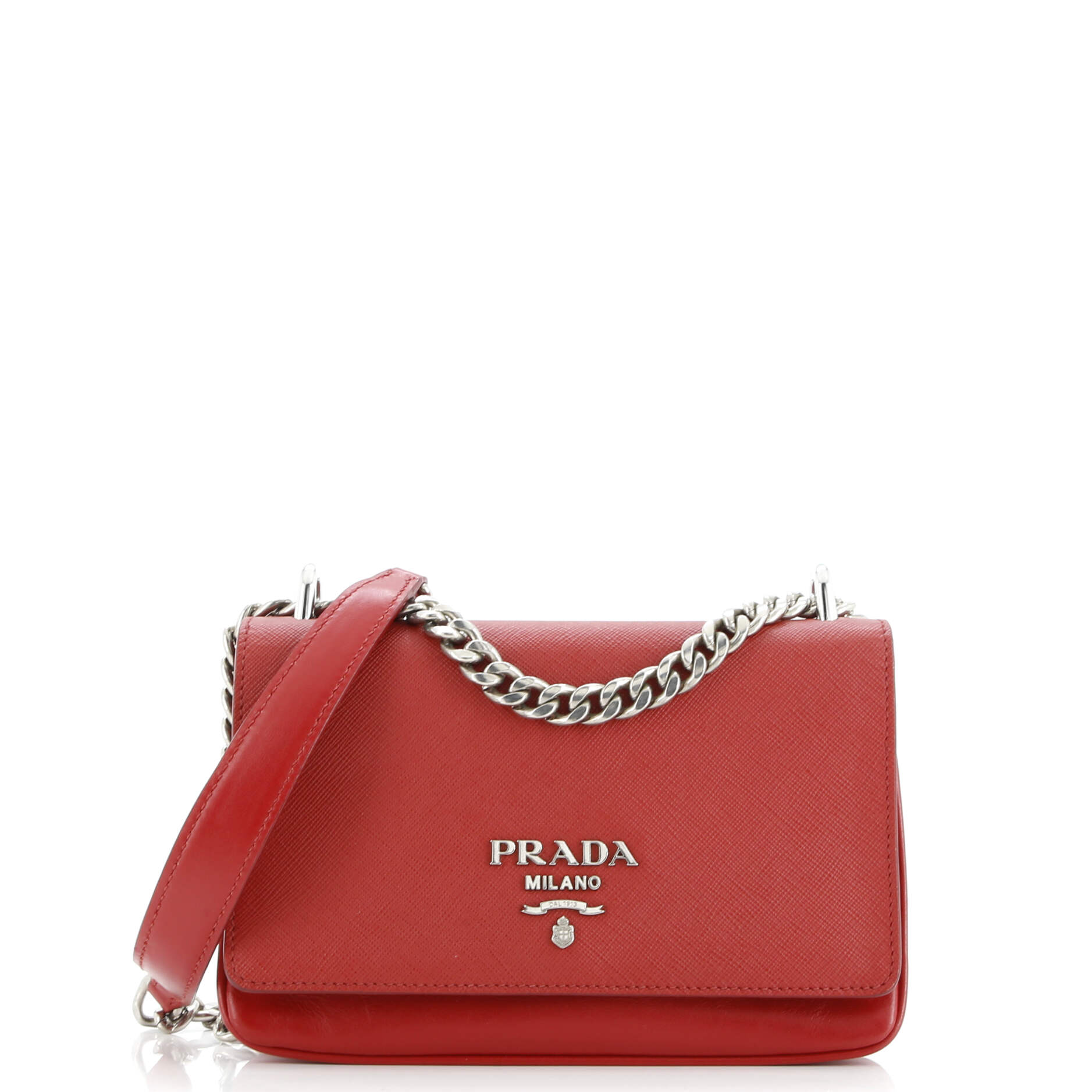Pre-Loved Prada Chain Flap Crossbody Bag Saffiano and Soft Calf Small