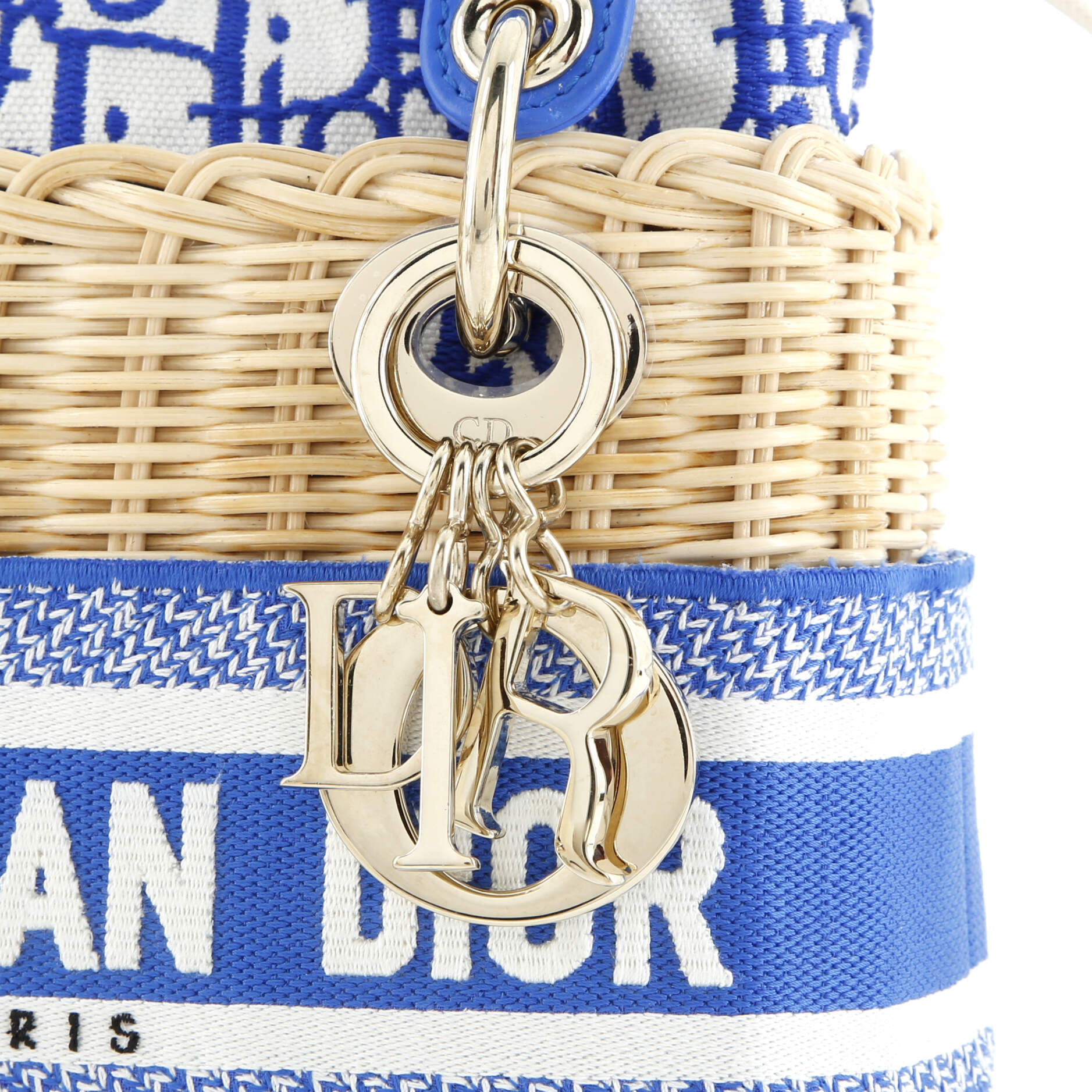 Pre-Loved Christian Dior Lady Dior Bag Wicker and Oblique Canvas Mini - Image 6