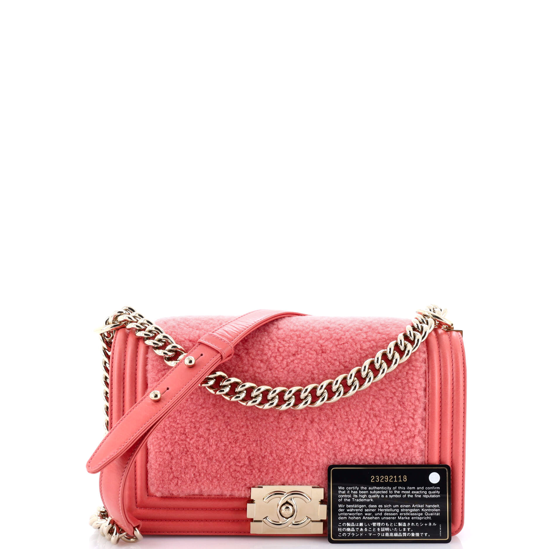 Pre-Loved Chanel Boy Flap Bag Shearling with Leather Old Medium - Image 2