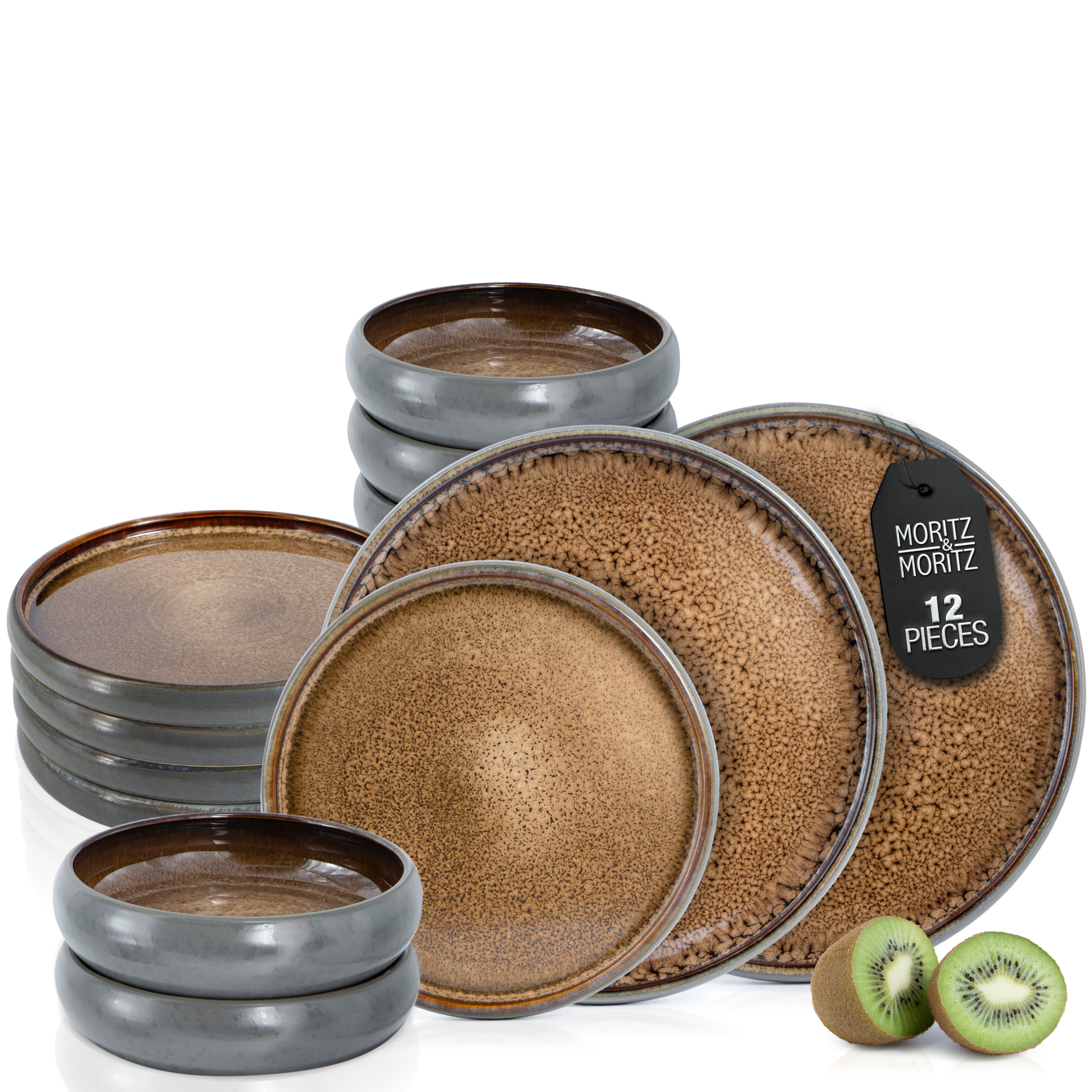 Moritz & Moritz SOLID 12-Piece Stoneware Dinnerware Set - Image 4