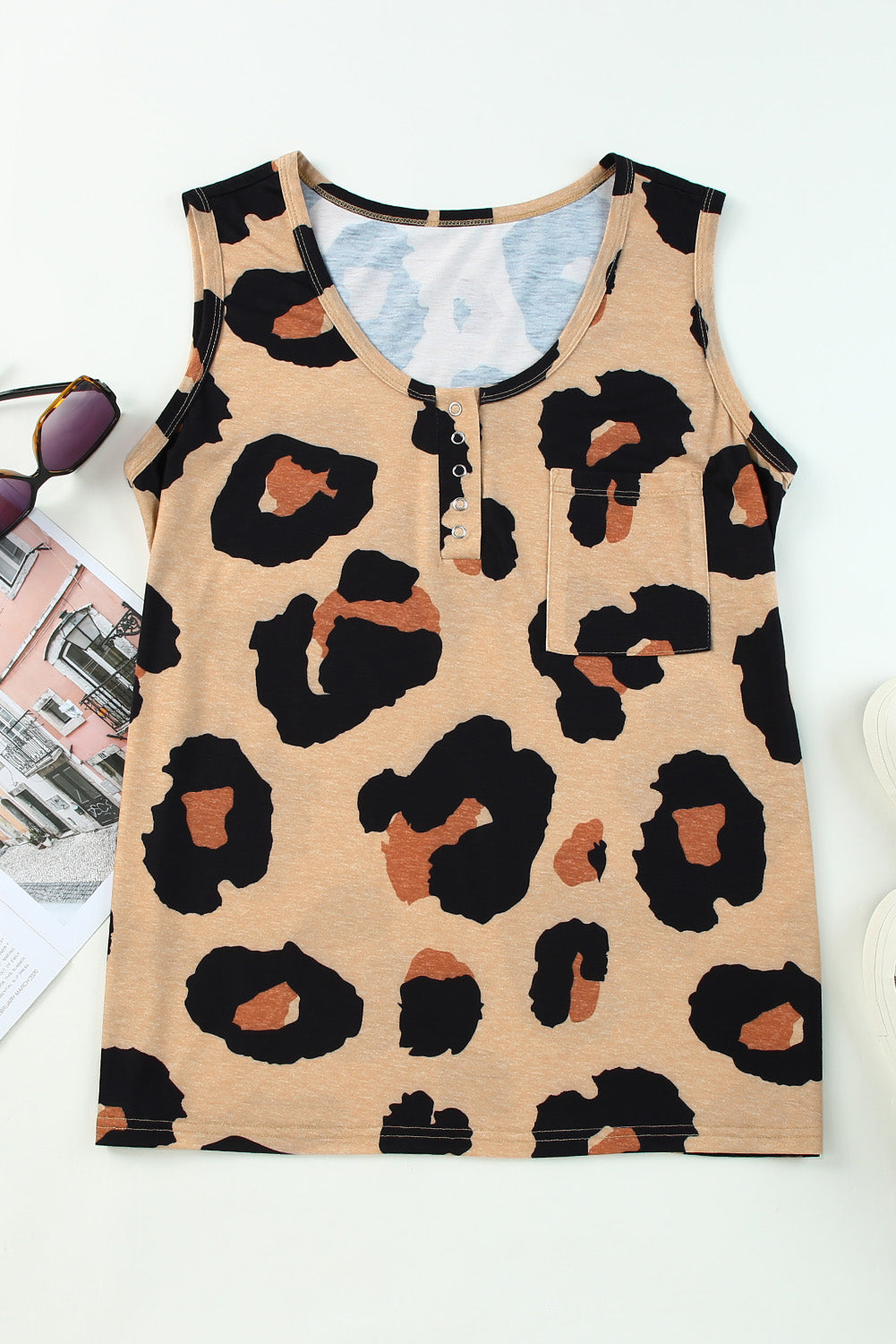 Carly Leopard Button Tank Top by Threaded Pear - Image 6