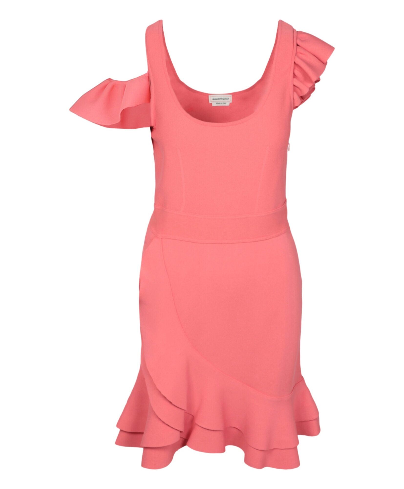 Alexander McQueen Compact Knit Mini Ruffle Dress